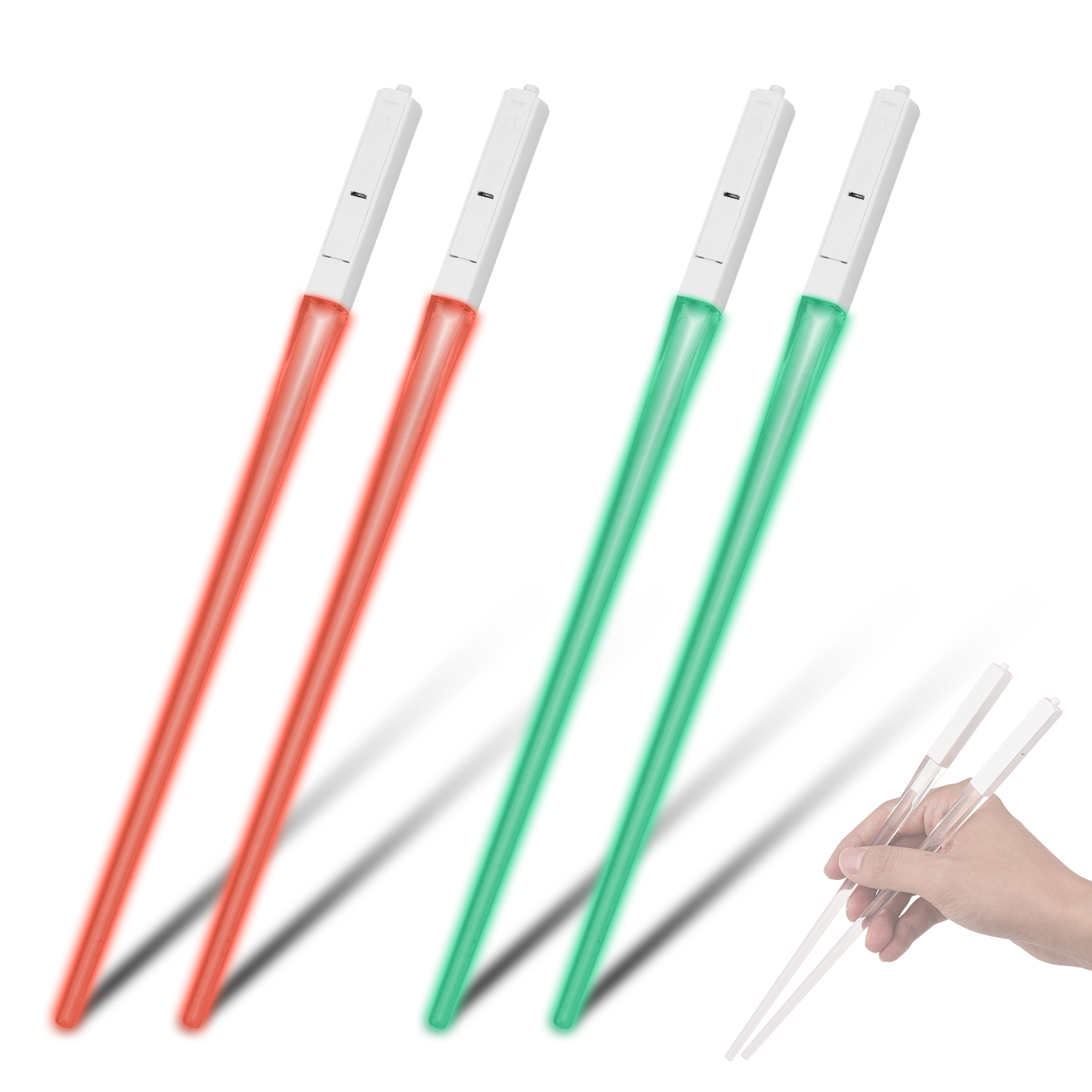 2 Paar Led-lichtschwertstäbe (9 Wechselnde Farben), Aus Transparentem Abs, Leicht Und Tragbar, Wiederverwendbar, Mit Einem Abnehmbaren, Spülmaschinenfesten Teil.