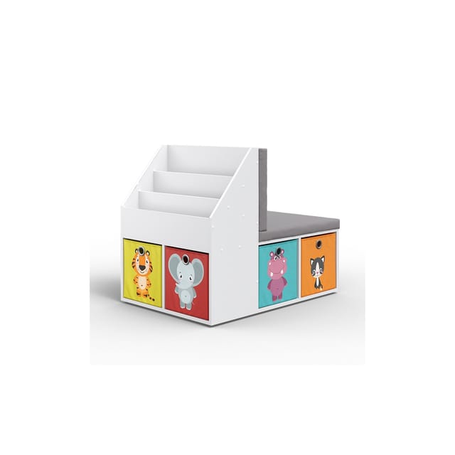 Vicco - Kinderregal Onix, Weiß, 97.1 X 78.4 Cm Mit 6 Faltboxen Opt.1