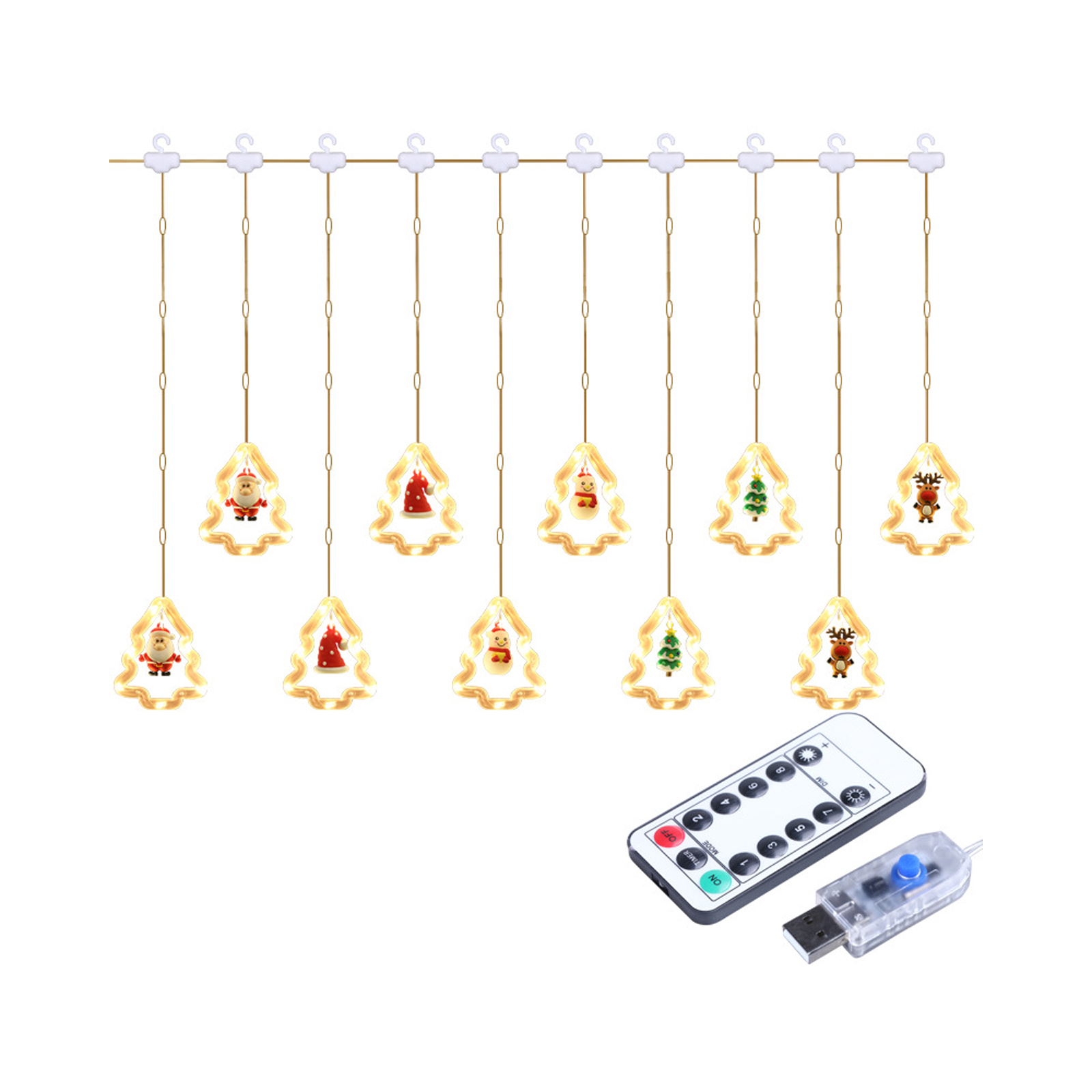 Wasserdichte Led-lichterkette Für Den Außenbereich (mit Usb-fernbedienung, Funktion B), In Form Eines Weihnachtsbaums Und Eiszapfens, 23 X 14 X 6,5 Cm, Ps