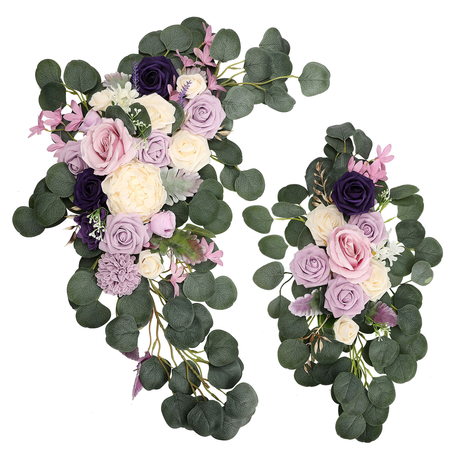 Blumenbogen-set Für Hochzeiten, 70 X 50 Cm X 50 X 25 Cm, Künstliche Seidenblumengirlande, Für Drinnen Und Draußen, Lila