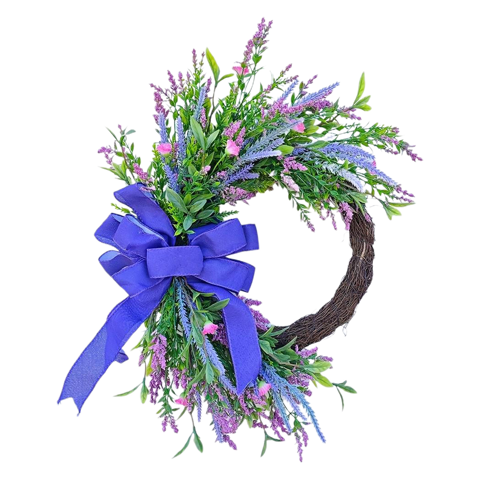 Frühlingshafter Lavendel-wildblumenkranz [50 Cm], Landhausstil, Für Die Haustür Oder Den Innen-/außenbereich.