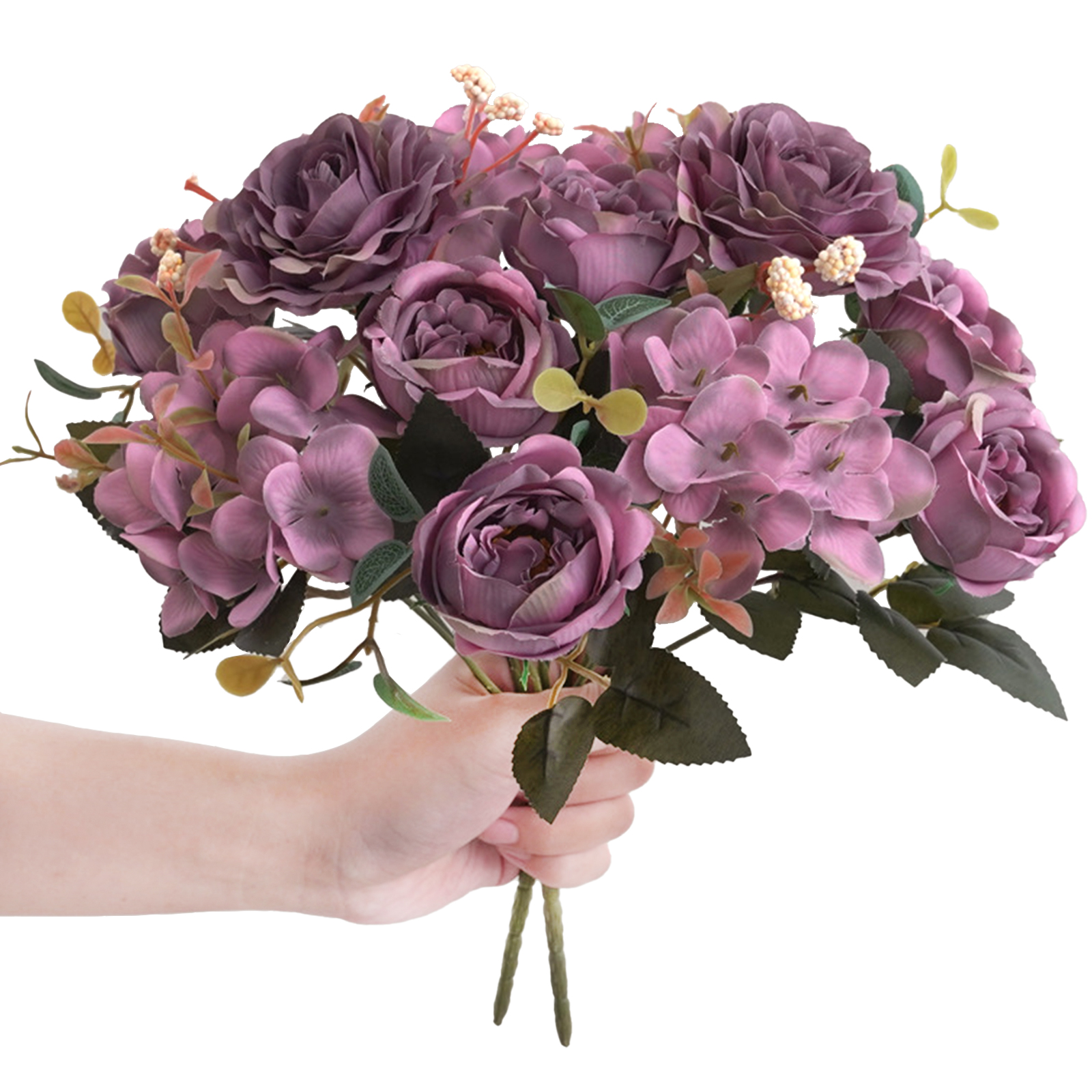 Strauß Aus 2 Künstlichen Seidenrosen, Kreatives Tischgesteck, Wohnzimmerdekoration, Lila