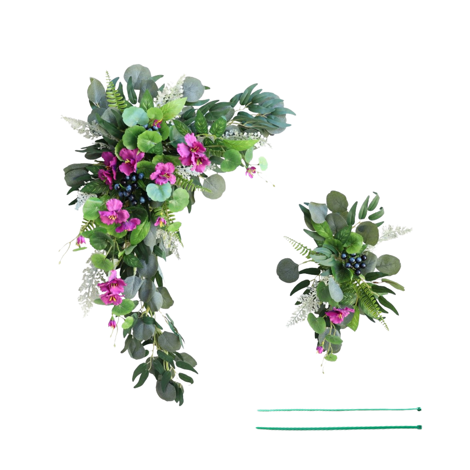 1 Paar Künstliche Blumengirlanden, Mit Simuliertem Blumenmuster, Mit 2 Bändern, Für Hochzeitsbögen, Garten Oder Hof, Farbe: Lila Winde.