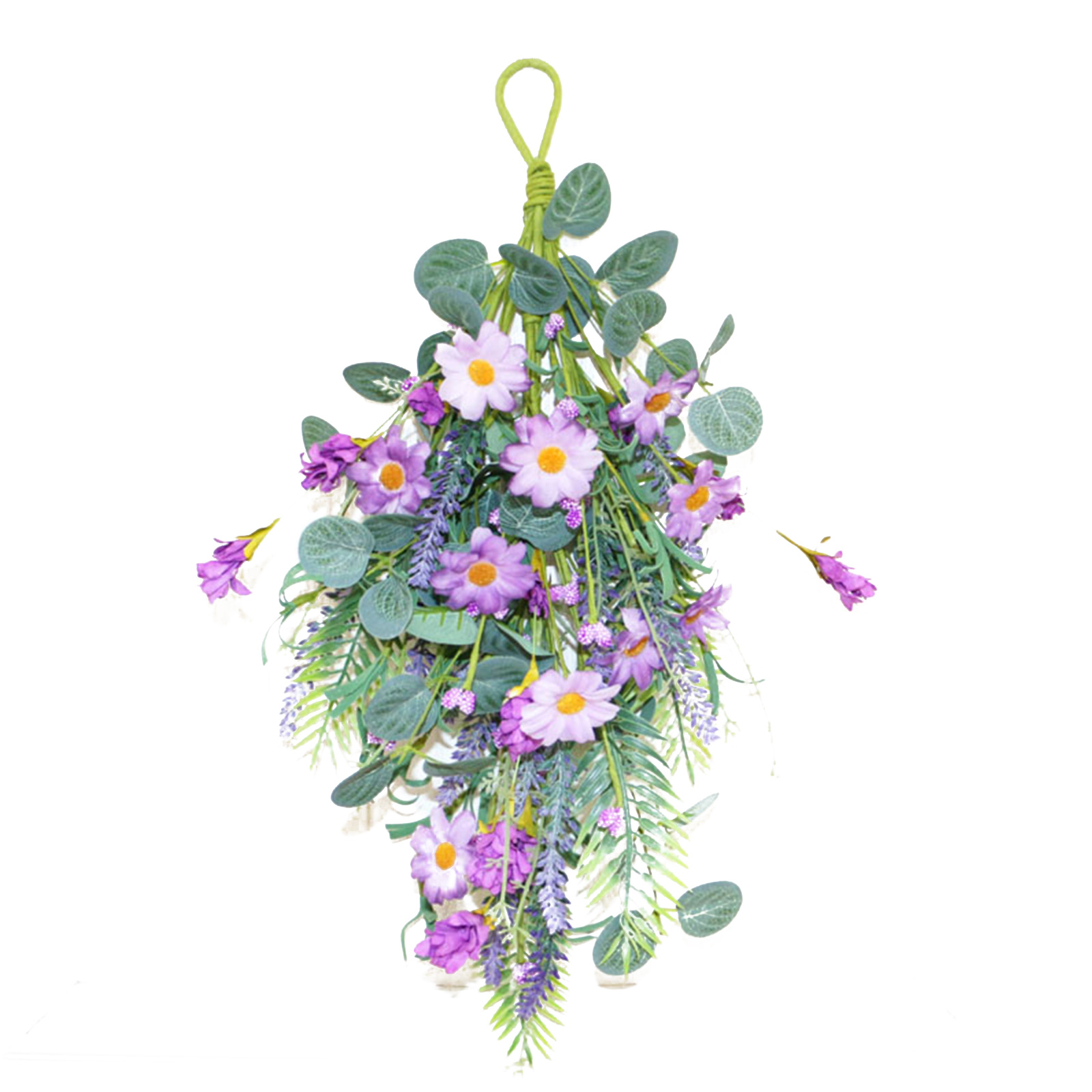 Künstlicher Lavendelkranz, 50 Cm Lang, Aus Kunststoff, Pe-papier, Seidenstoff, Künstliche Blumen In Tropfenform, Für Tür Und Wand