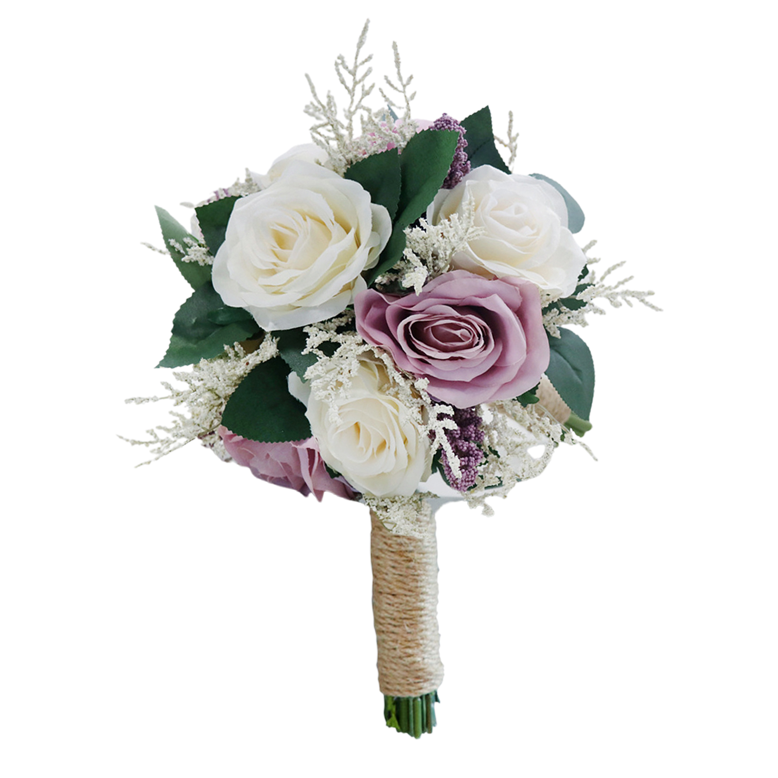Künstlicher Rosenstrauß 20x26cm, Braut Hält Seidenblumenstrauß, Fotorequisite, Champagner-lila
