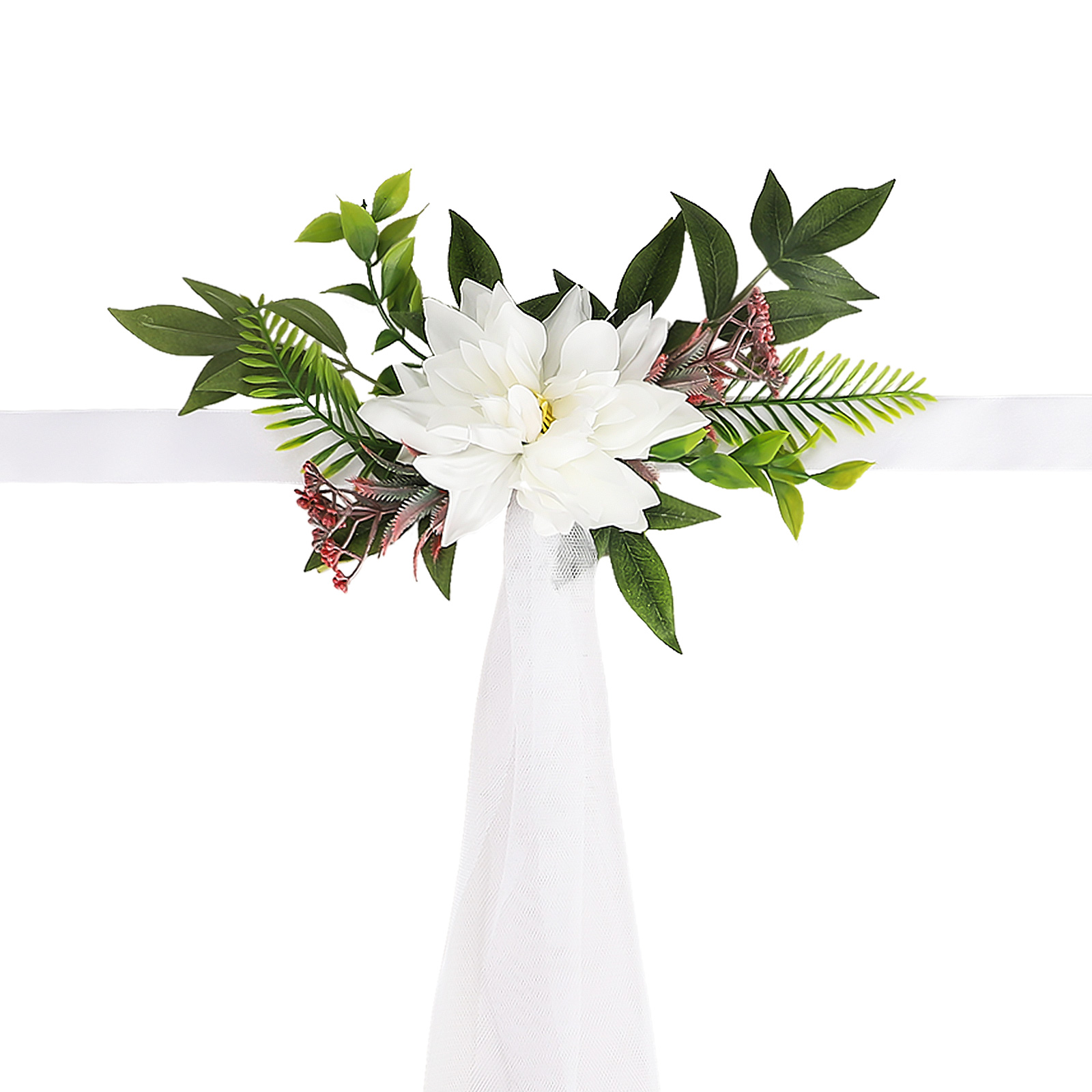 Sonderanfertigungen Sind Ab 60 Stück Möglich. Stuhldekoration: Künstliche Lila Blumen + 1,5 X 1 M Netzgewebe (set Mit 6 Teilen In Einer Box: 6 Blumen + 6 Netzgewebe).