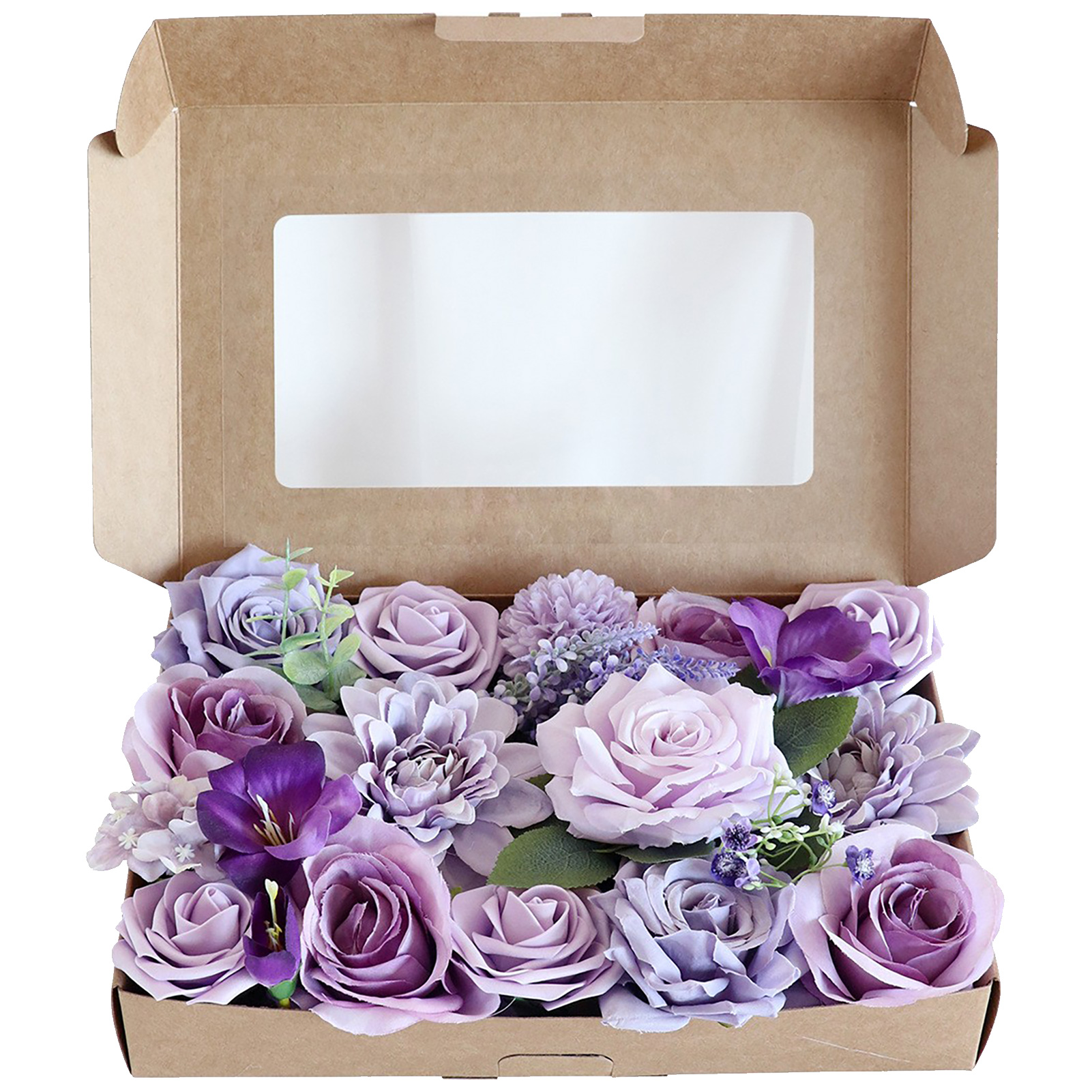 【taro Lila Lange Boxblume】künstliche Blumen In Einer Box Für Partys, Feiertage, Geschenke, Blumenboxen Mit Stielen, Diy-brautsträuße