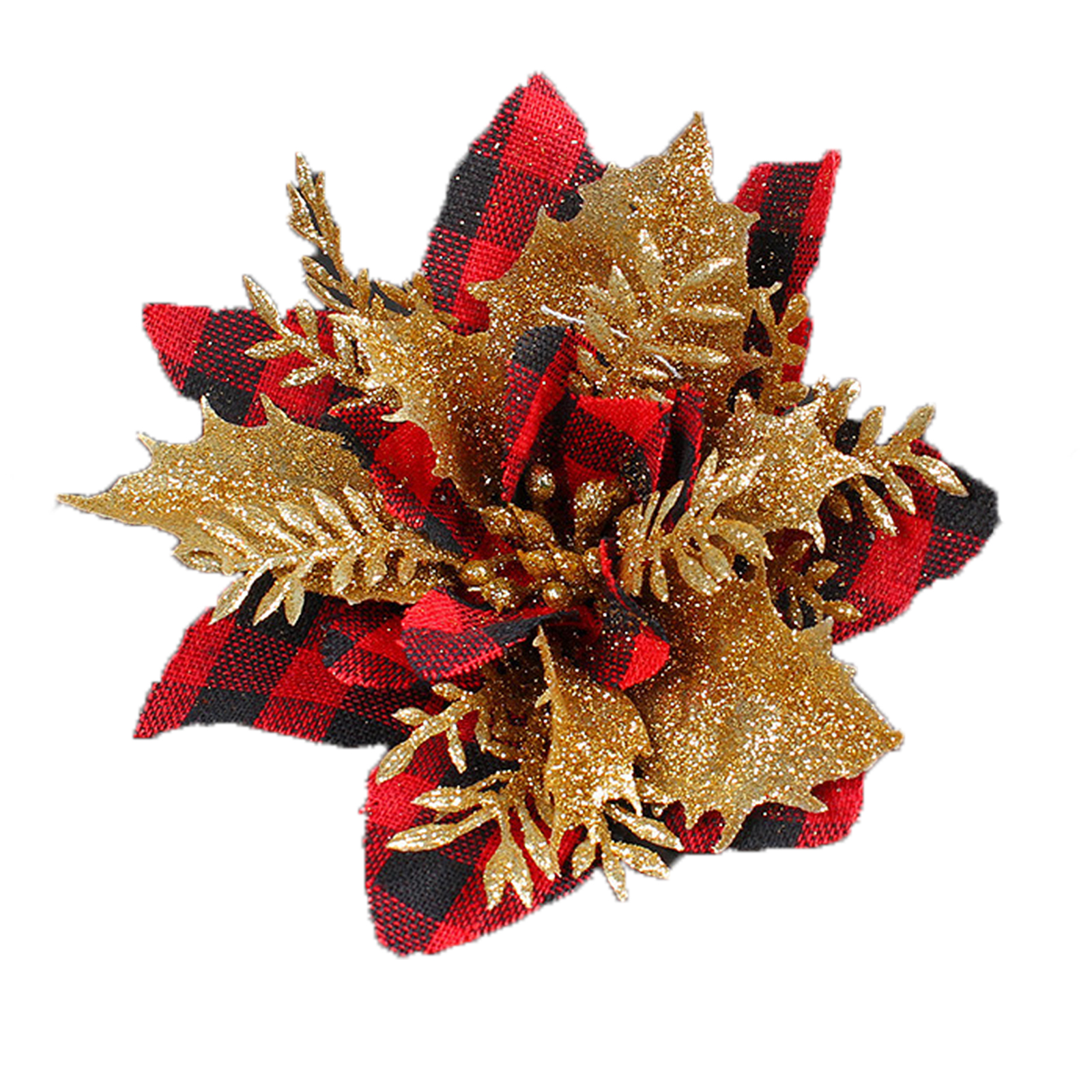 (12 Stück Pro Packung) (1 Stück Pro Packung) (schwarz-weiß Kariertes Muster) Künstliche Weihnachtsblume, Karierter Blumenschmuck Für Den Weihnachtsbaum, Diy-blumendekorationszubehör, 12 X 12 Cm, Kunst