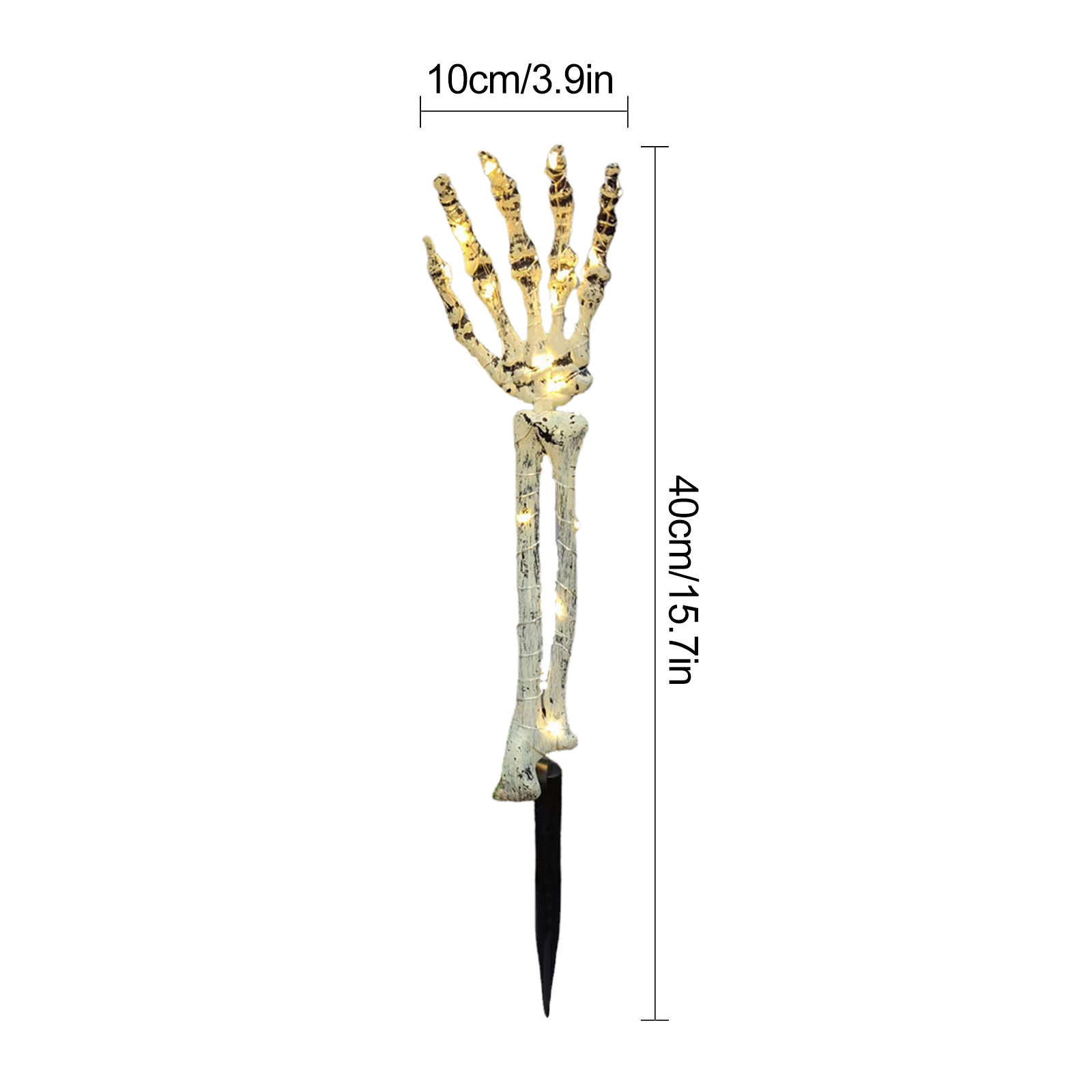 (2 Stück Pro Packung) (ein Paar Batterien, 3 Aa-batterien Nicht Enthalten) Led-lichterkette Mit Geisterhand Für Halloween, Partydekoration Mit Leuchtendem Totenkopf (40 X 10 Cm) Material: Abs