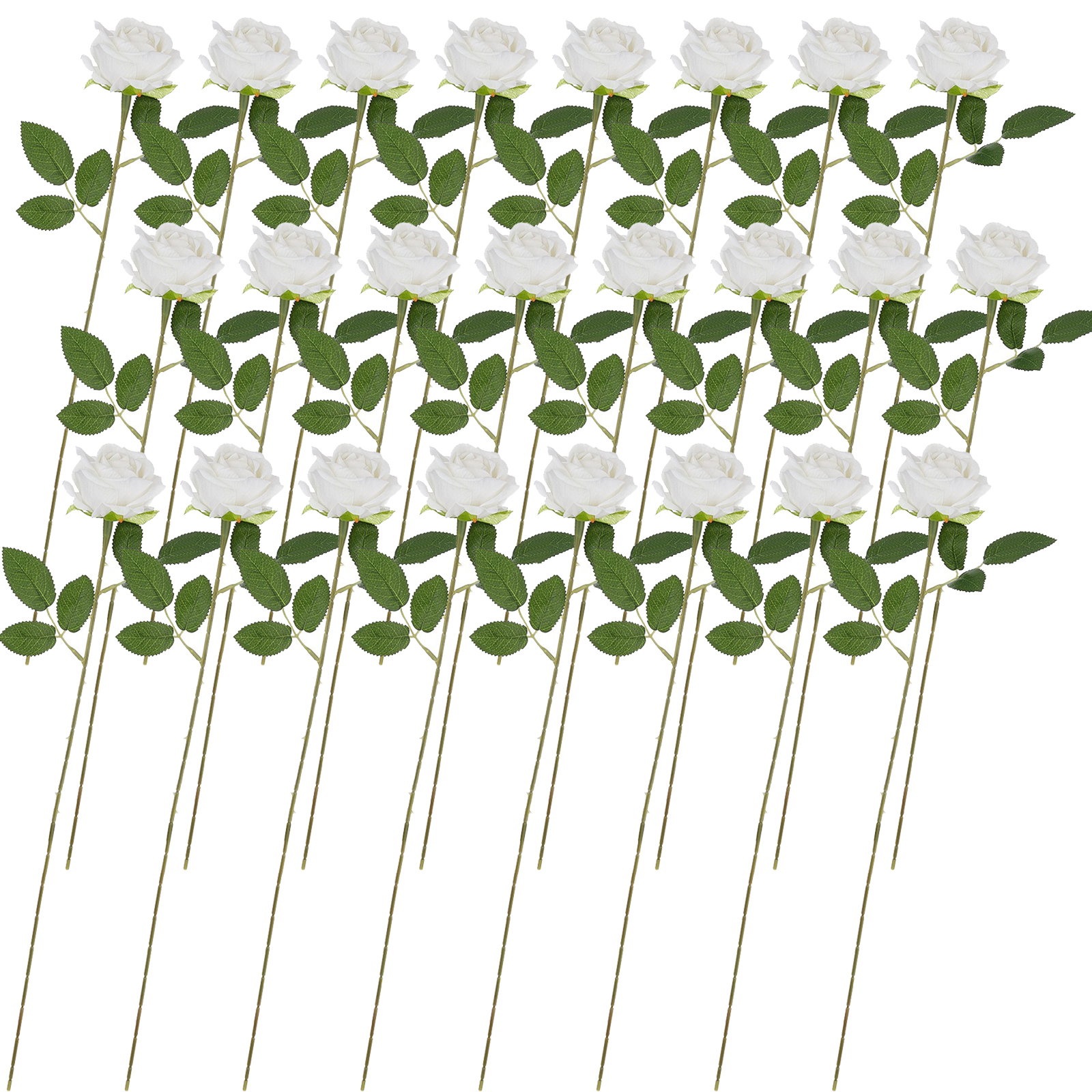 (24 Gebogene Rosen Pro Beutel) (weiß Beflockt) Künstliche Samtrosen Für Hochzeitsdekoration, Heimdekoration Und Blumenarrangements.