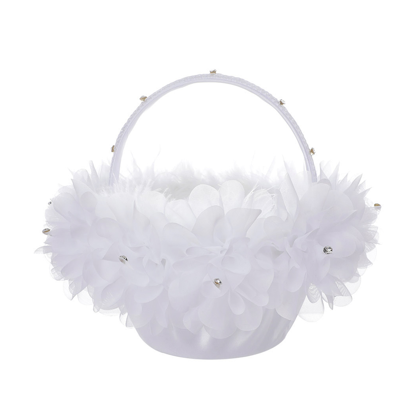 (2 Pro Packung) Weißer Hochzeitsblumenkorb 2025cm Mit Spitze Und Künstlichen Blumen, Tragbarer Blumenkorb Für Die Braut, Blumenkorb Für Die Brautjungfer, Hochzeitsaccessoires (modell 5726)