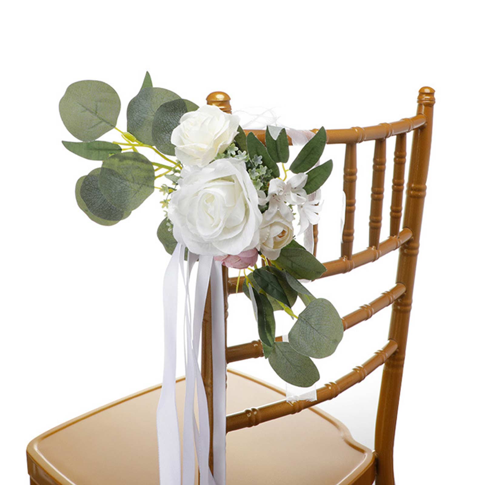 (6 Stück Pro Packung) (weiß) Blumendekorationen Für Stuhllehnen Im Wald-stil Für Bankette, Hochzeiten Und Feiern.