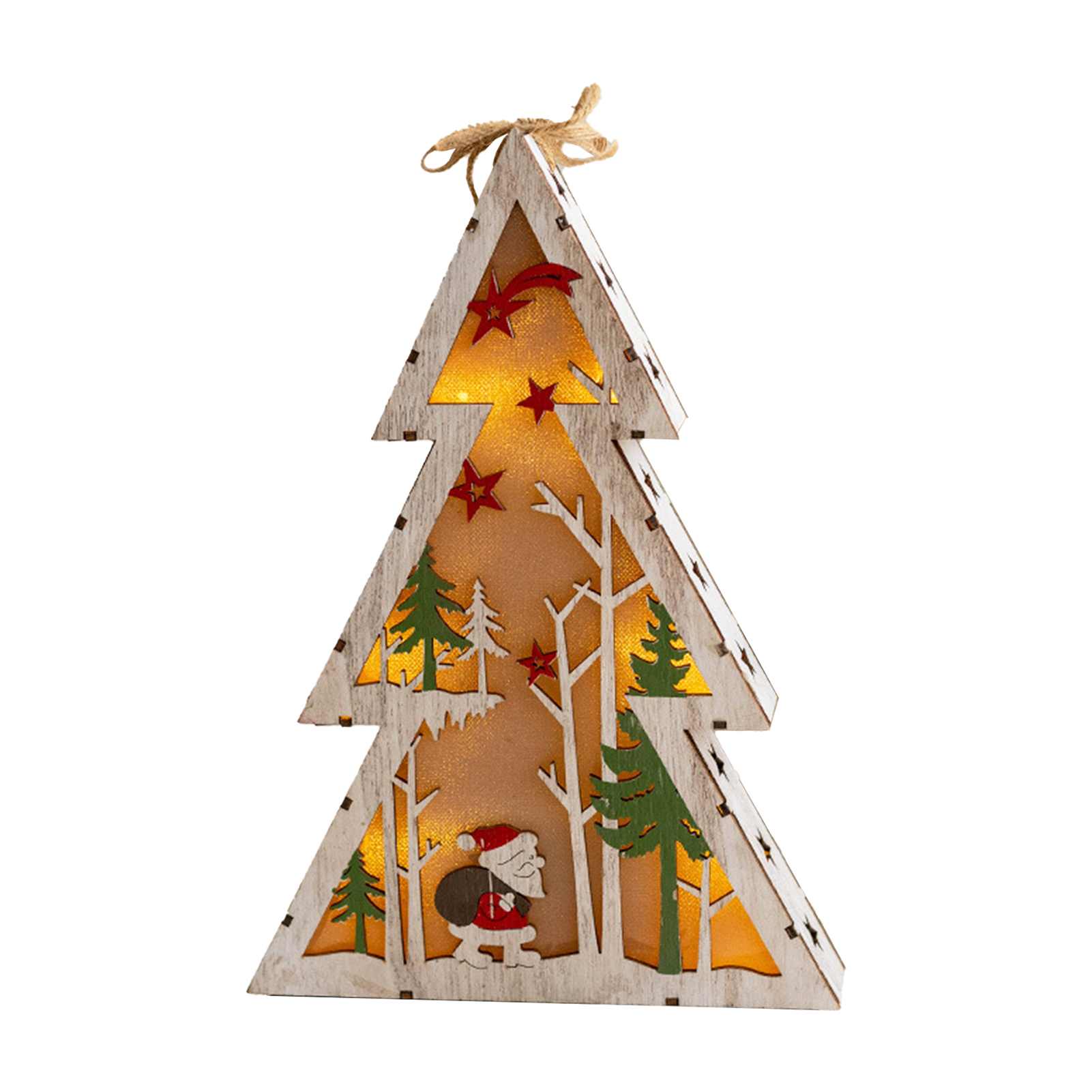 (benötigt 2 Aa-batterien) Weihnachtliches Nachtlicht Aus Holz – Alter Mann, Schneemann, Rentier – Leuchtkasten Aus Holz (typ A)