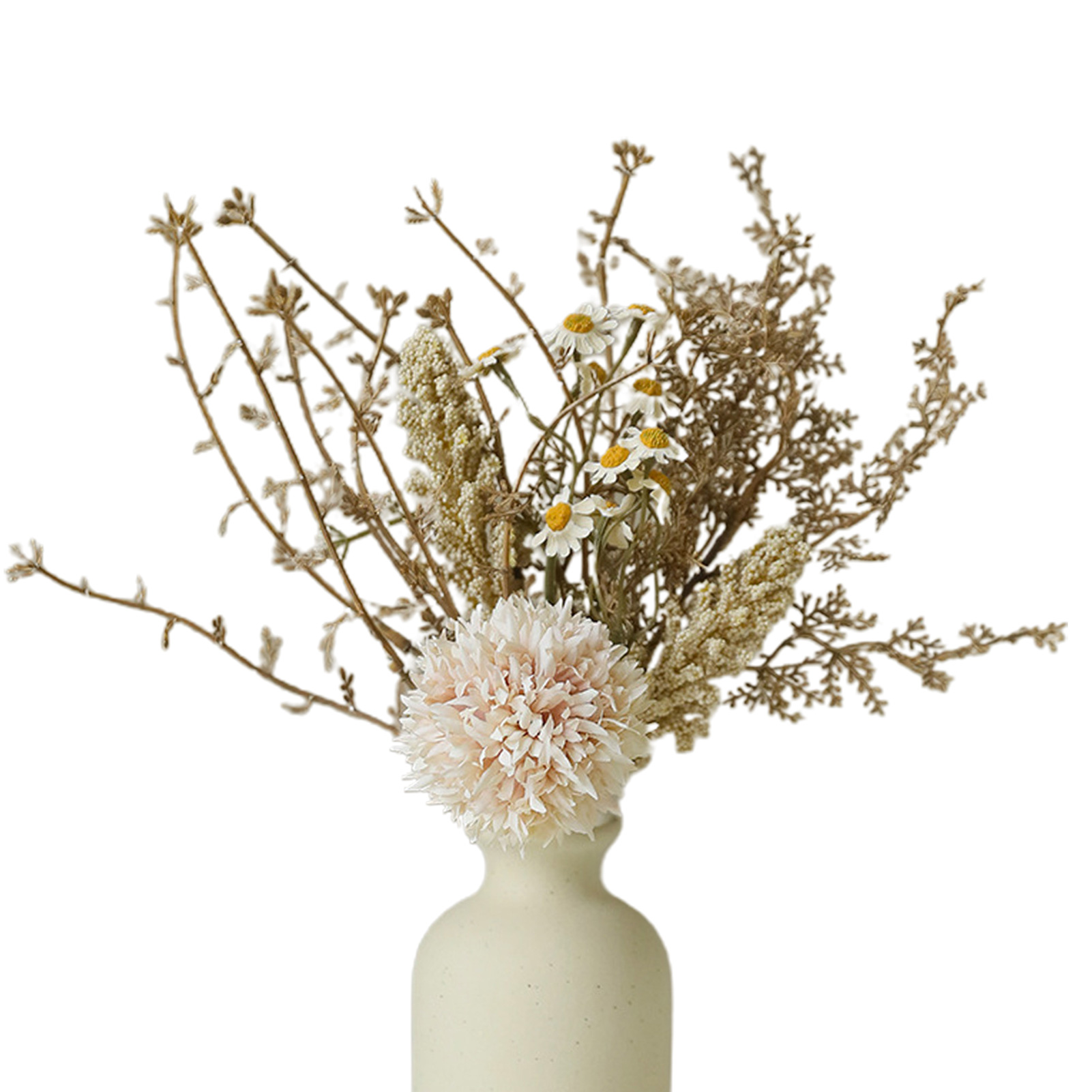(set Mit 2 Sträußen, Preis Inklusive 0,3 Yuan Verpackungskosten) (herbstweiß) Strauß Aus 2 Chrysanthemensträußen Mit Gebrannten Rändern, Künstliche Blumen Für Die Heim- Oder Tischdekoration.