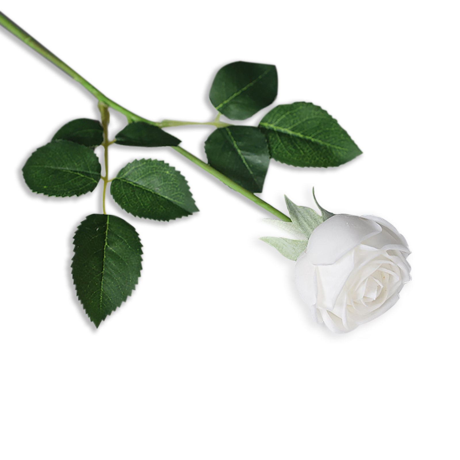 Künstliche Weiße Rose Mit Einem Stiel, 43 Cm Lang, Mit Hohem Feuchtigkeitsgehalt