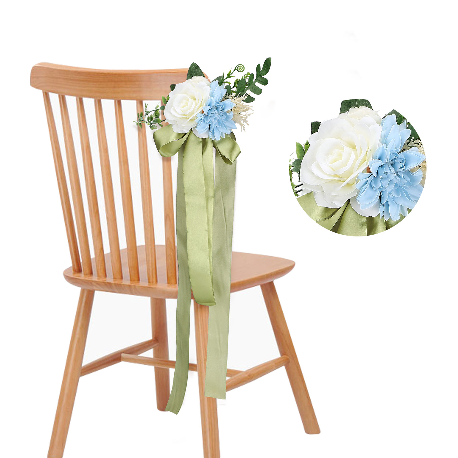 8 Stück Florale Stuhllehnendekorationen, Milchweiß, Für Bankette, Hochzeiten, Feiern Und Aktivitäten Im Freien