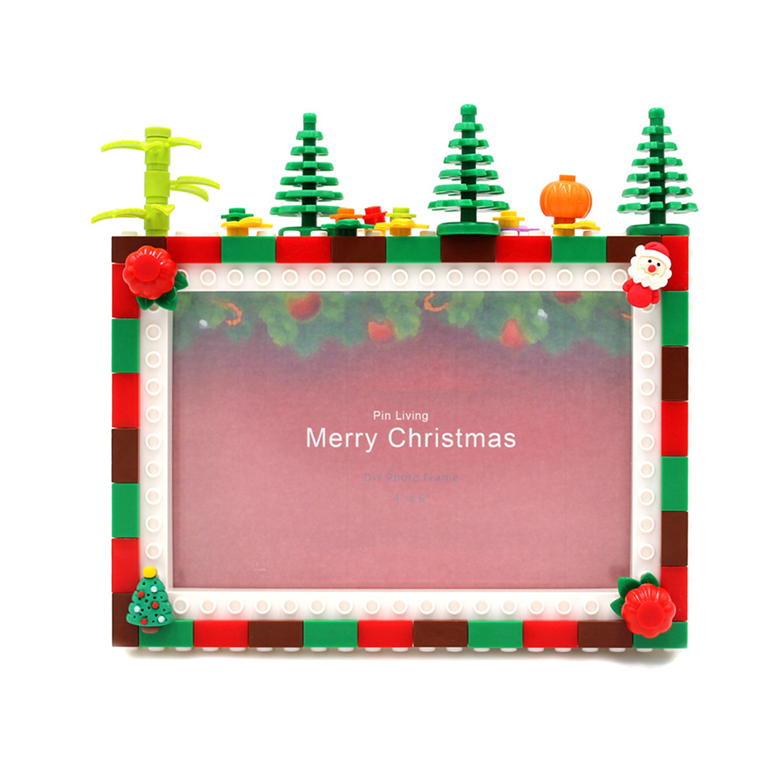 15 Cm (6 Zoll) Großer Weihnachtsfotorahmen Zum Selbstzusammenbauen Mit Kinderbausteinen, Kreative Unterstützung Zur Präsentation Ihrer Fotos (6 Oder 7 Zoll), Ideales Geschenk Für Einen Anlass.