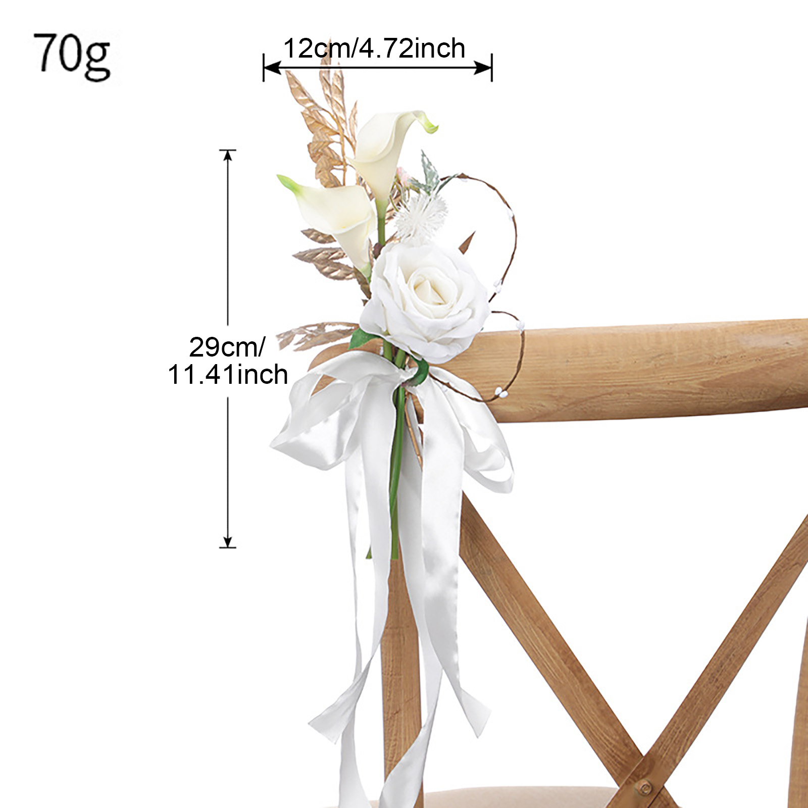 Blumenschmuck Für Den Traugang, Künstliche Blumen Mit Hängenden Bändern, Romantische Weiße Blumen Für Die Zeremonie Und Den Empfang.