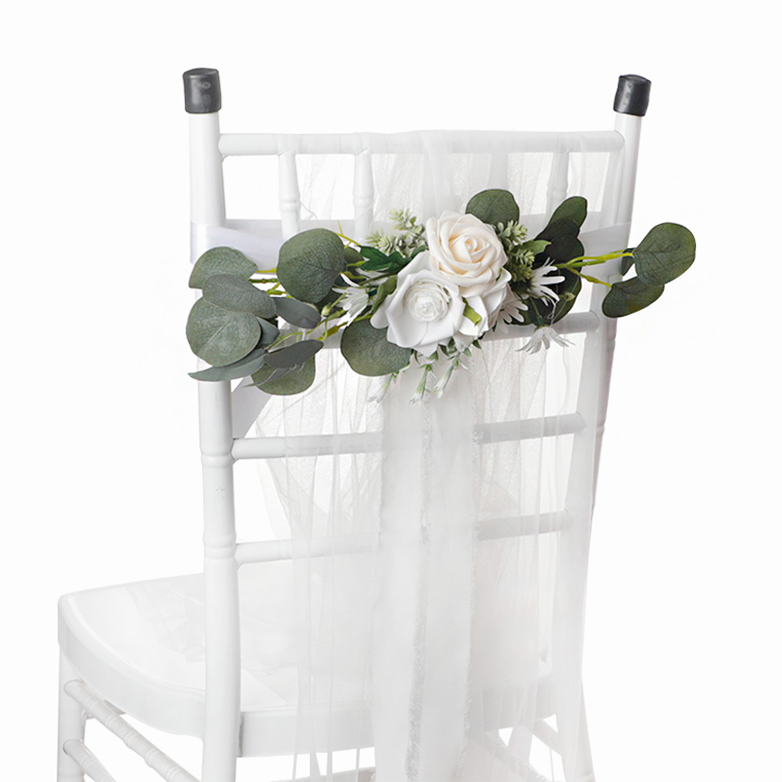 Wiederverwendbare Weiße Blumendekoration Für Stuhllehnen, Künstliche Rose, Ideal Für Hochzeiten, Partys Und Fotoshootings Im Freien.