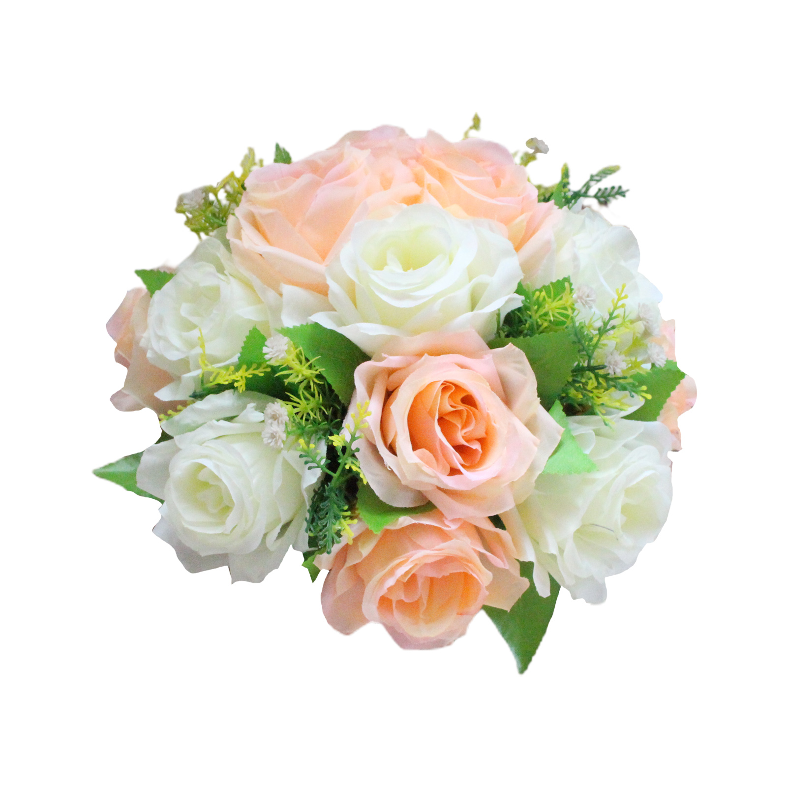 Realistisch Anmutende, Champagnerweiße Künstliche Blumenkugel Mit 15 Köpfen, Ideal Als Tischdekoration Bei Hochzeiten.