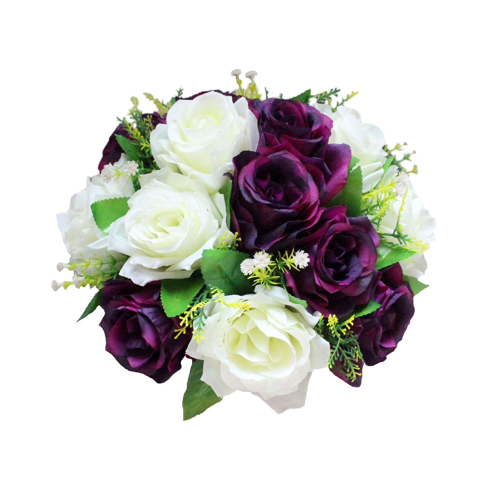 Realistisch Anmutende Künstliche Blumenkugel In Weiß Und Lila, 15 Köpfe, Ideal Als Tischdekoration Bei Hochzeiten.
