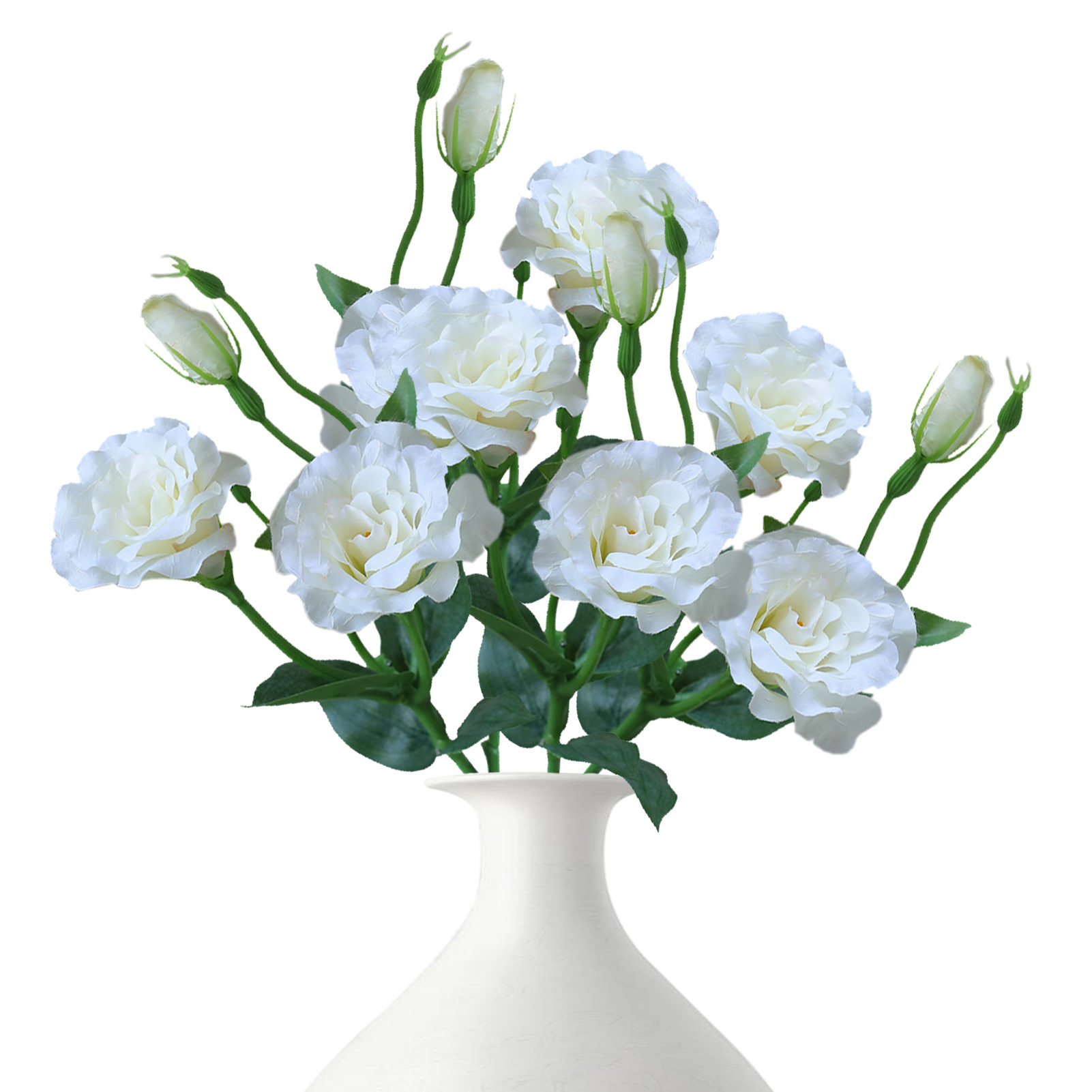5 Künstliche Eustoma-seidenblumen Mit Langem Stiel, Naturgetreue Blüten Für Hochzeitsfeiern Und Heimdekoration, Weiß