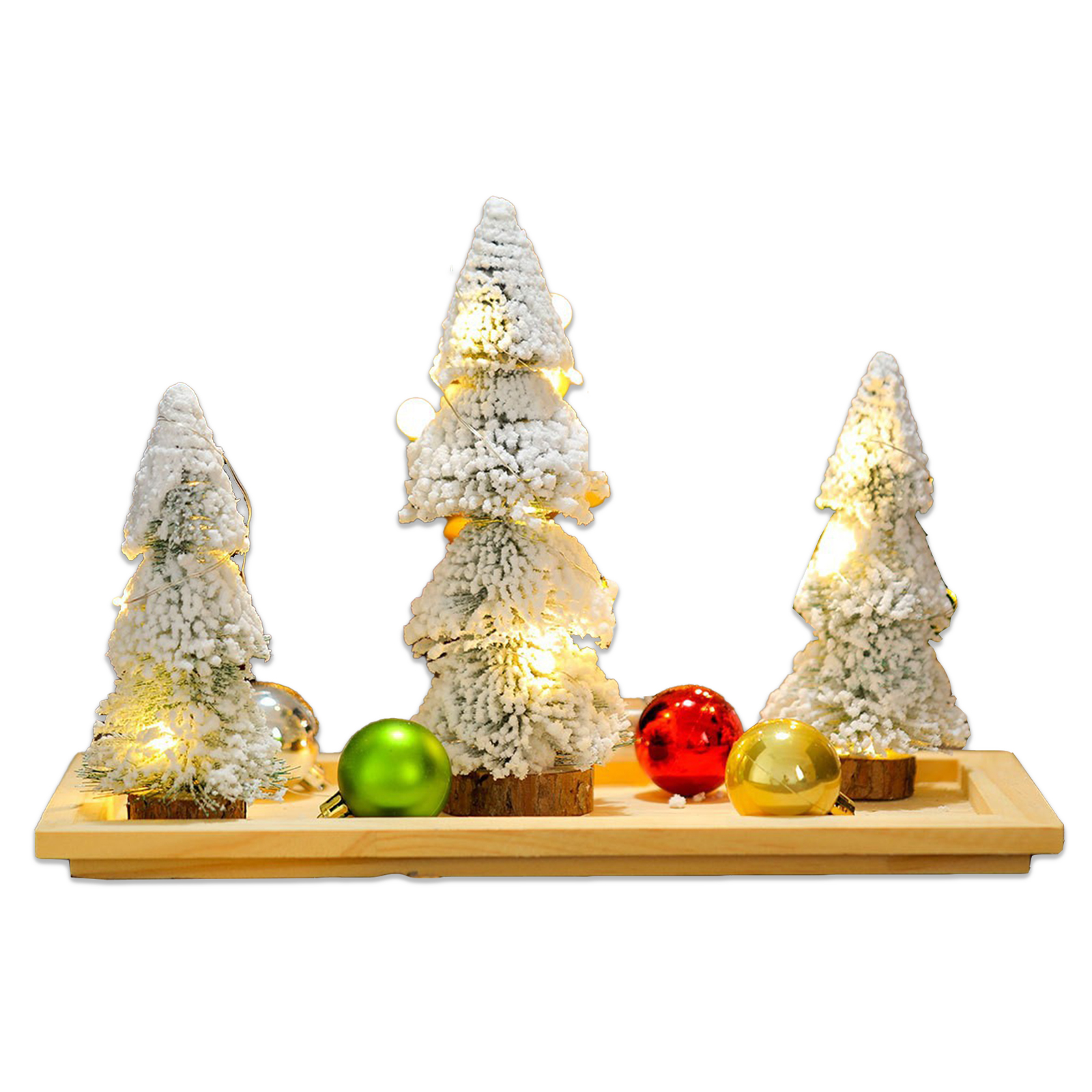 Beleuchtete Künstliche Weihnachtsbäume, Mini-bäume Mit Holzsockel, Tischdekoration Und Bastelbedarf, Weißer Turm (benötigt 2 Aa-batterien).