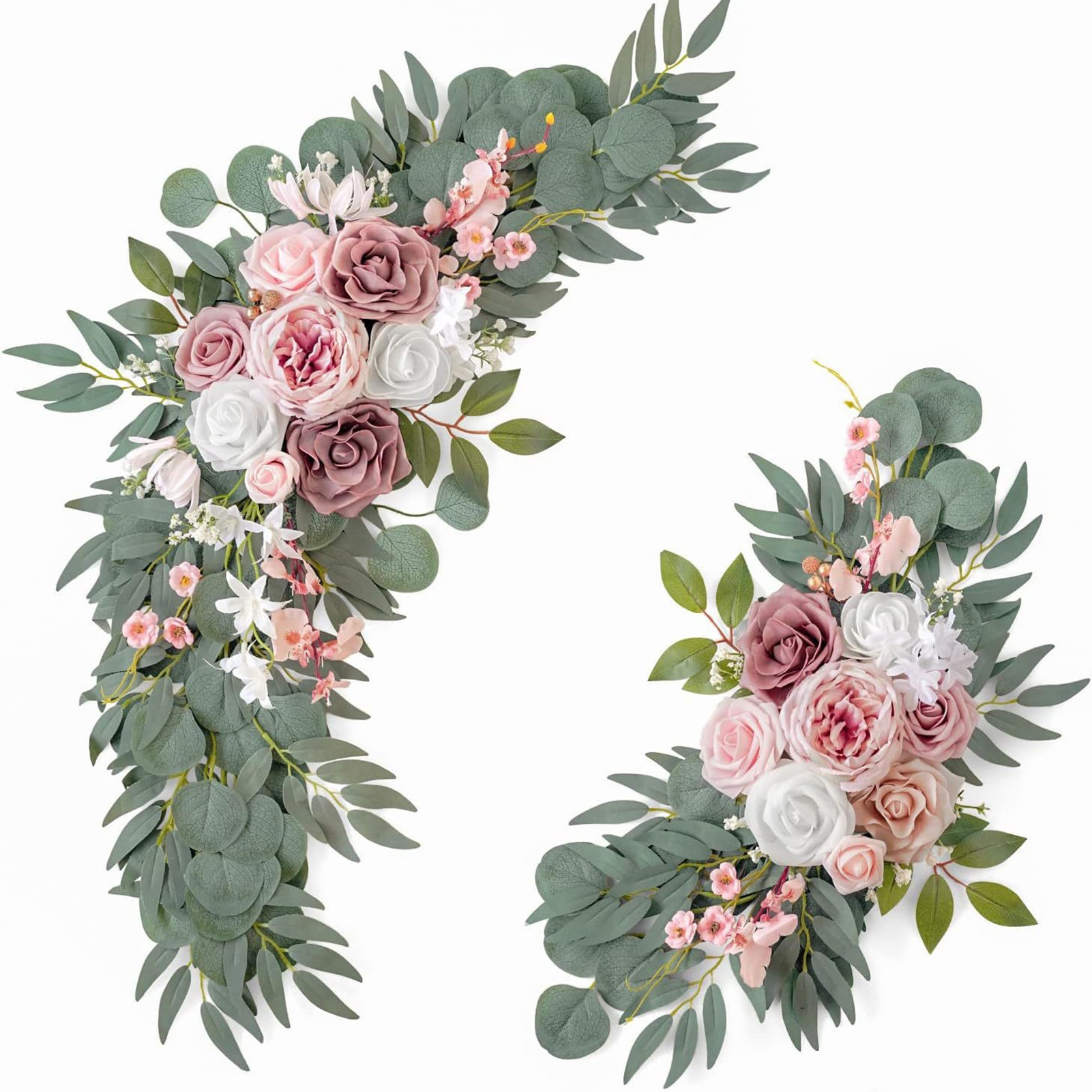 Künstlicher Hochzeitsbogen, Romantischer Blumengirlande Aus Künstlichen Hängeblumen Für Tischdekoration, Partydekoration, Heimdekoration, Rosa Und Weiß