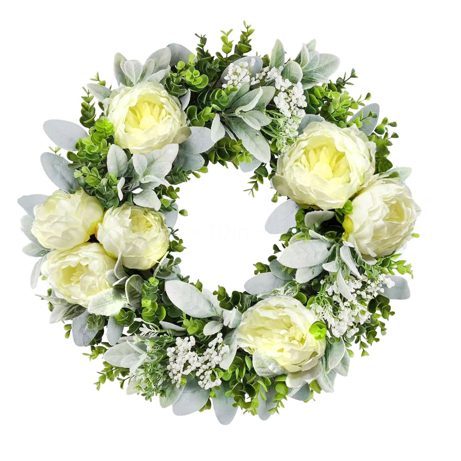 Pfingstrosenkranz (mit Schachtel) - Frühlings-/sommer-blumendekoration, Künstliche Pfingstrosen Mit Mohnblättern, Zum Aufhängen An Der Haustür.
