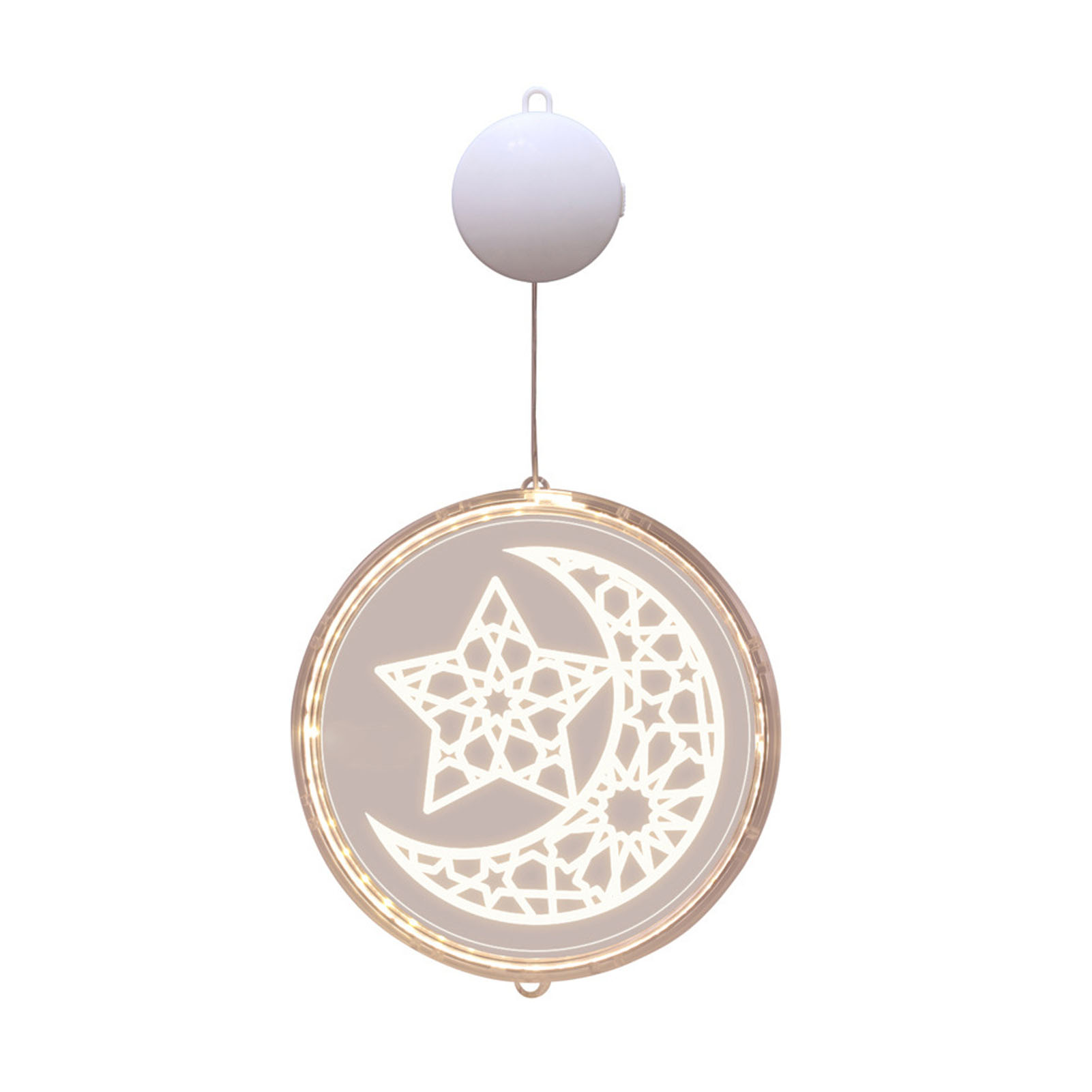 Runde Hängelampe „sternennacht Und Mondnacht“ (warmweiße Ausführung, 24 Cm) – Led-lichtdekoration Für Eid Al-fitr Mit Sternen Und Mond, Hängelampe Für Orientalische Feste