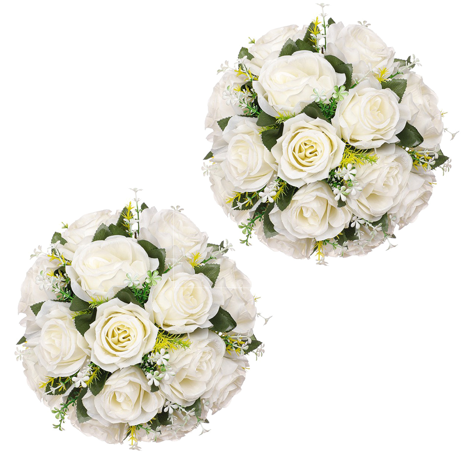 Set Mit 2 Weißen Künstlichen Blumen Für Hochzeitstische, Gangdekorationen, Seidenblumen, Heimdekoration, Kunstblumen, Rosen, Party-schaufensterdekorationen