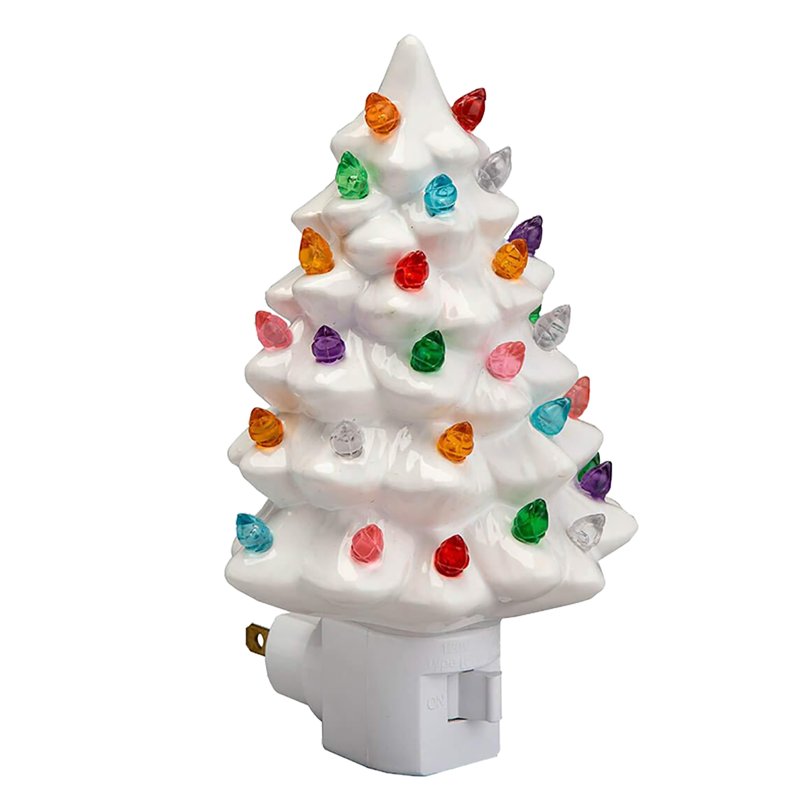 Dekorative Keramik-weihnachtsbaum-nachtleuchte, Zum Einstecken, Weiß, Ideal Für Nachttische, Schreibtische Und Wohnzimmer.