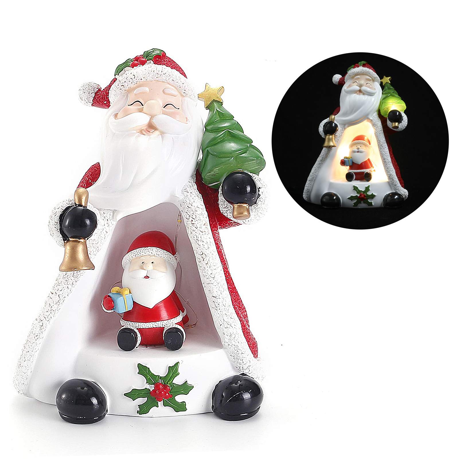 Weihnachtsnachtlicht Aus Kunstharz, Festliche Nachttischdekoration (weihnachtsmann-nachtlicht)