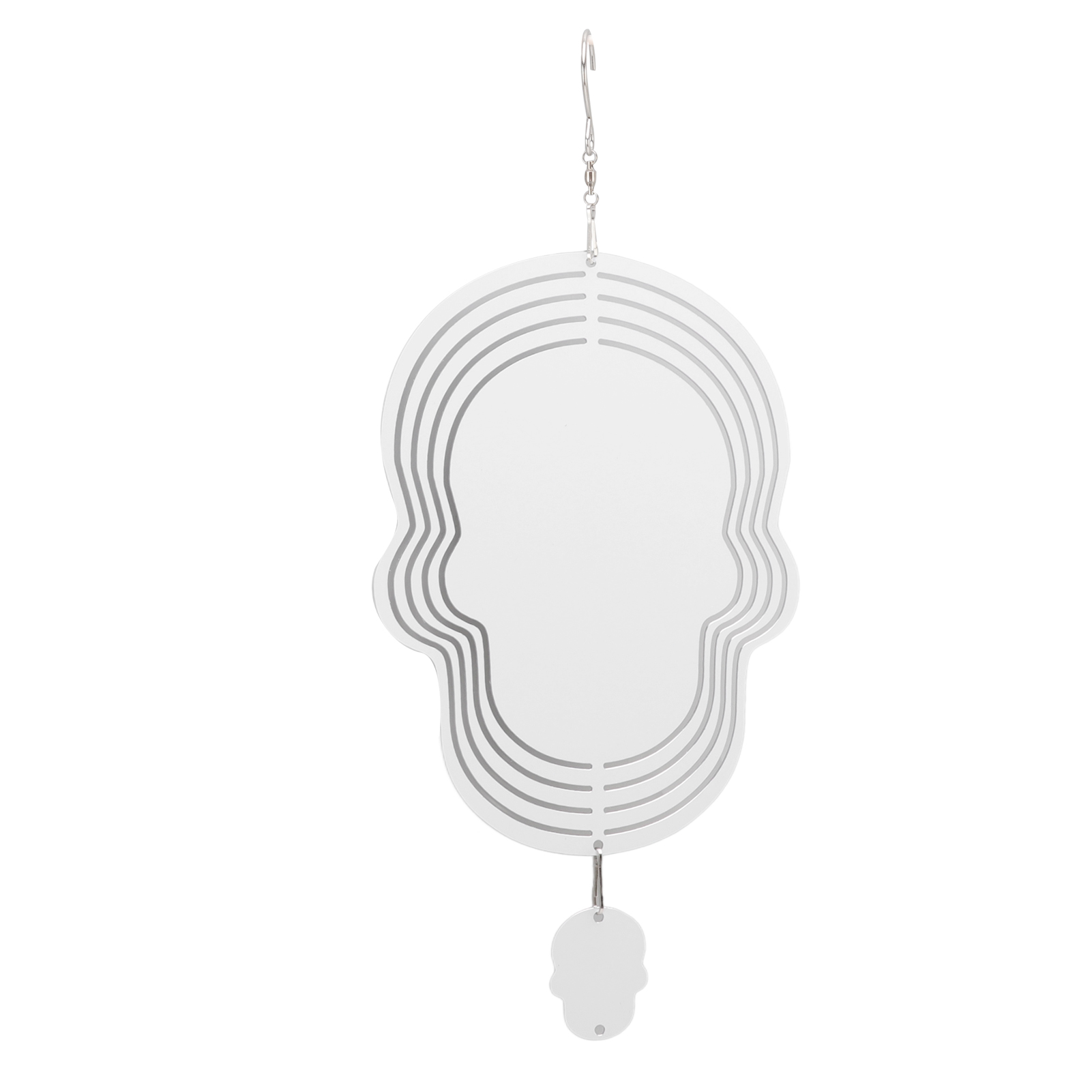 Weißes Windspiel, Schlicht Und Filigran, Dekorativ Und Wetterfest, Für Lampe, Baum Oder Wand, Totenkopfmotiv.