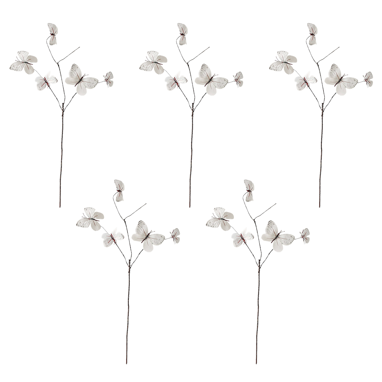 [weiß, 70 Cm] Set Mit 5 Künstlichen Zweigen Mit 5 Schmetterlingsköpfen, Für Fenster, Garten Oder Als Dekoration Für Zuhause. Verträumter 3d-schmetterlingseffekt.