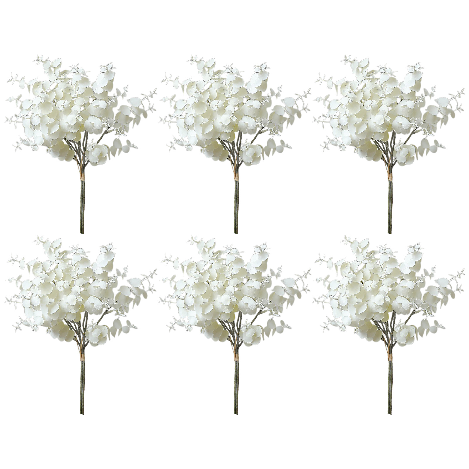 [weiß 6 Sträuße Pro Packung] 6 Künstliche Eukalyptus- Und Silberblattblüten, Künstliche Baumzweige Im Europäischen Stil, Künstliche Blumen Für Die Heim- Und Hochzeitsdekoration.