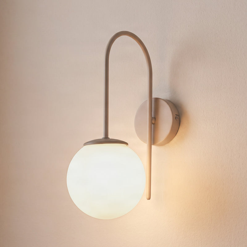 [neuwertig] B-ware Wandleuchte Cambridge Led Wandlampe Dimmbar Beige Matt Stahl Glas E14 34cm