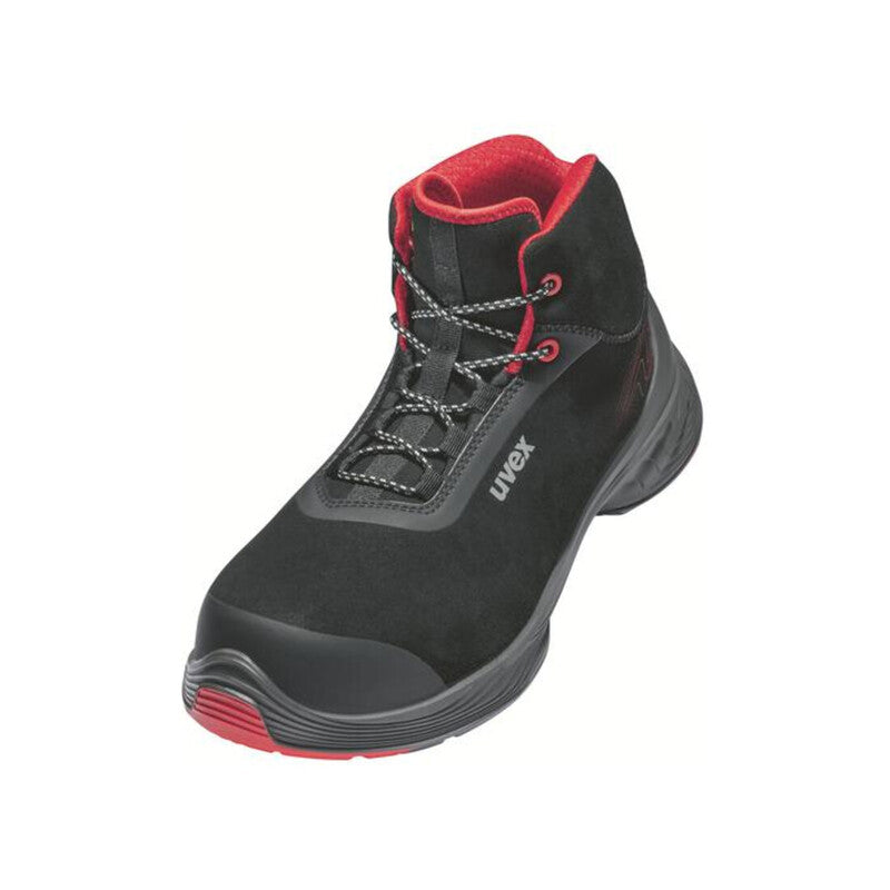 [neuwertig] B-ware Uvex Stiefel Sicherheitsschuh G2 S3 Herren Damen Weite 14 Gr. 41 Schwarz Rot