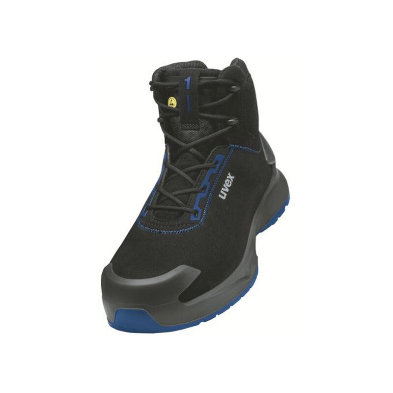 [neuwertig] B-ware Uvex Stiefel 1 X-craft S2 Sicherheitsschuh Herren Damen Schwarz Blau
