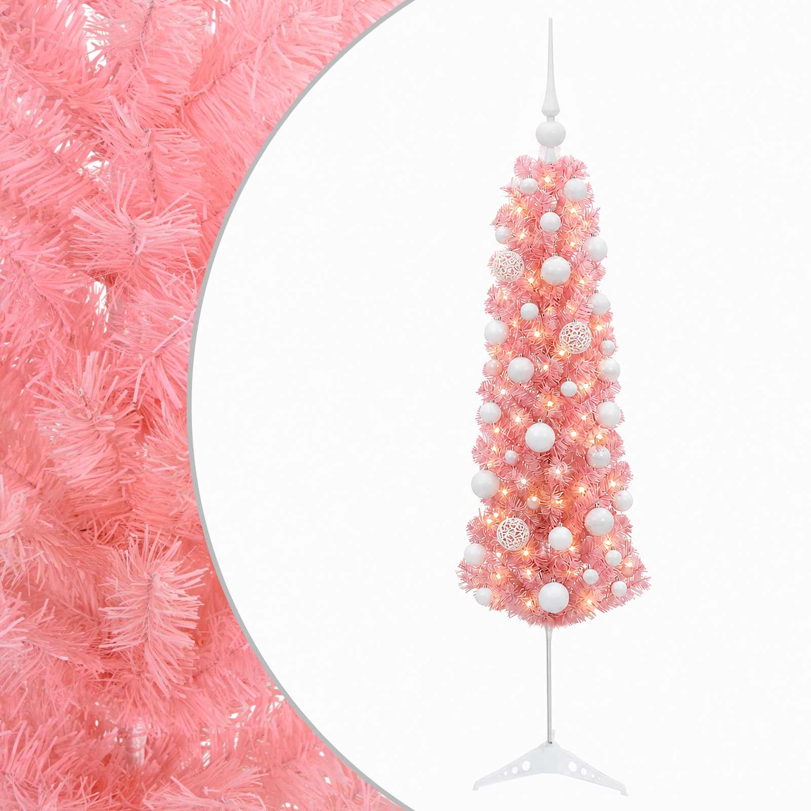 Künstlicher Schmaler Weihnachtsbaum Mit Kugel 120 Cm 150 Leds Vidaxl