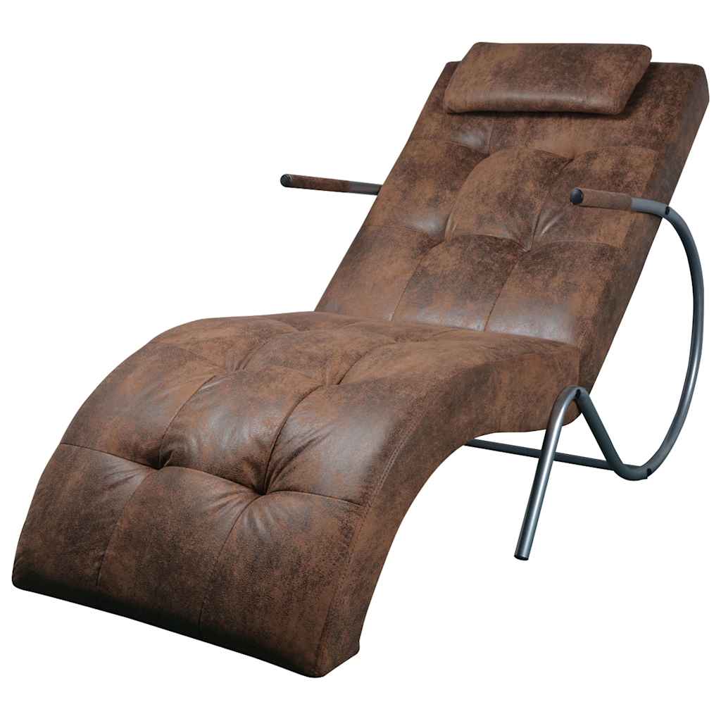 Chaiselongue Mit Kissen, Braun, Wildleder-optik Vidaxl