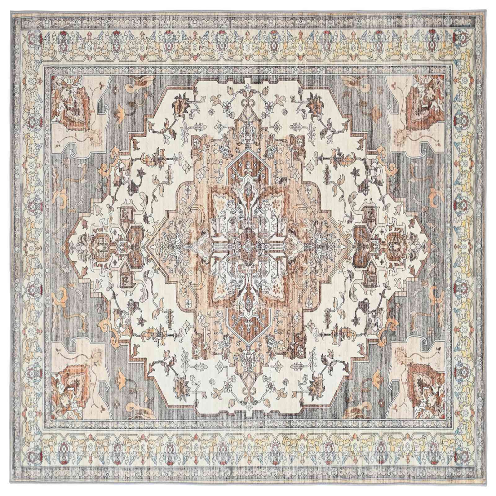Teppich Oriz Braun 160 X 160 Cm 100% Polyester Vidaxl