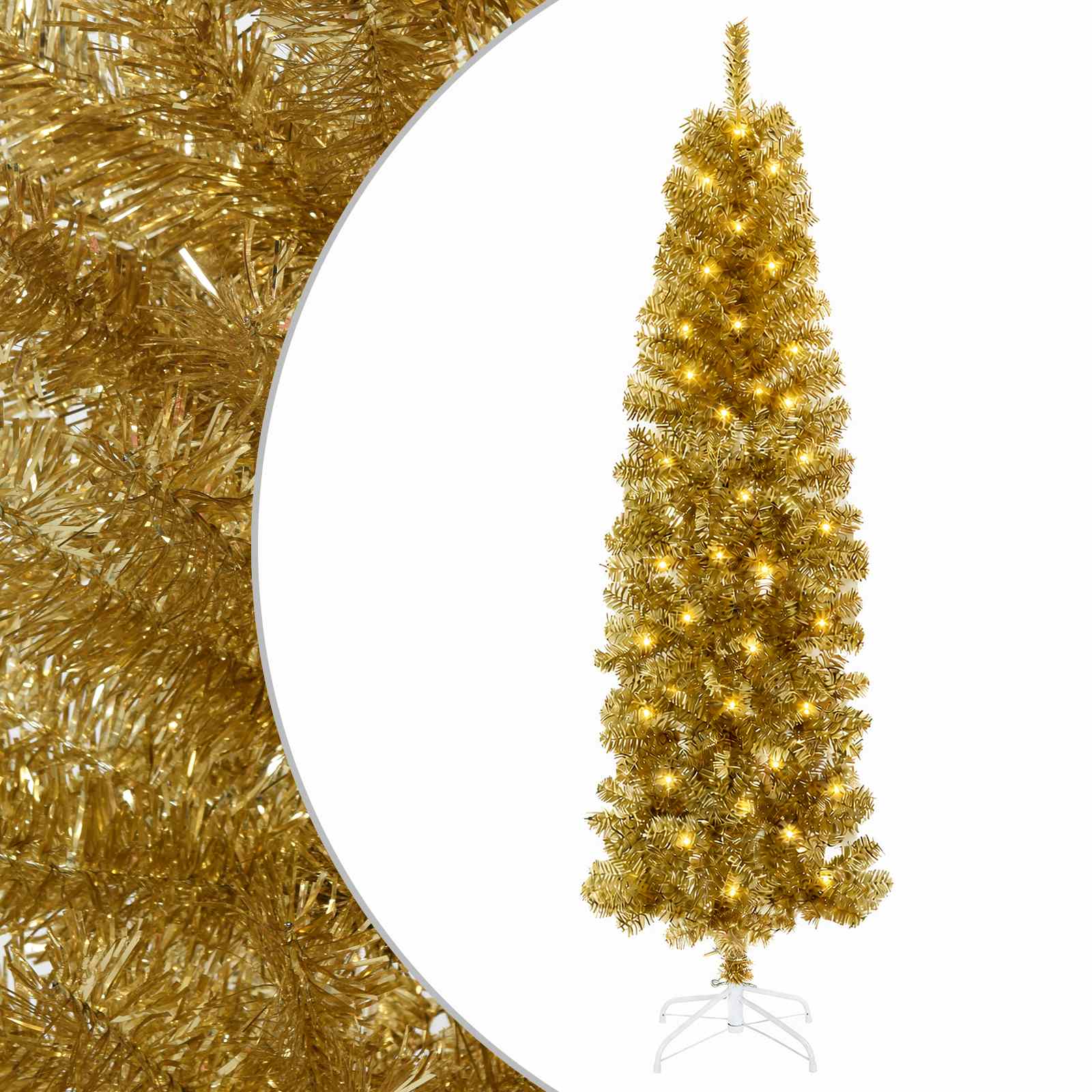 Künstlicher Schlanker Weihnachtsbaum Mit Kugeln 180 Cm 300 Leds Vidaxl
