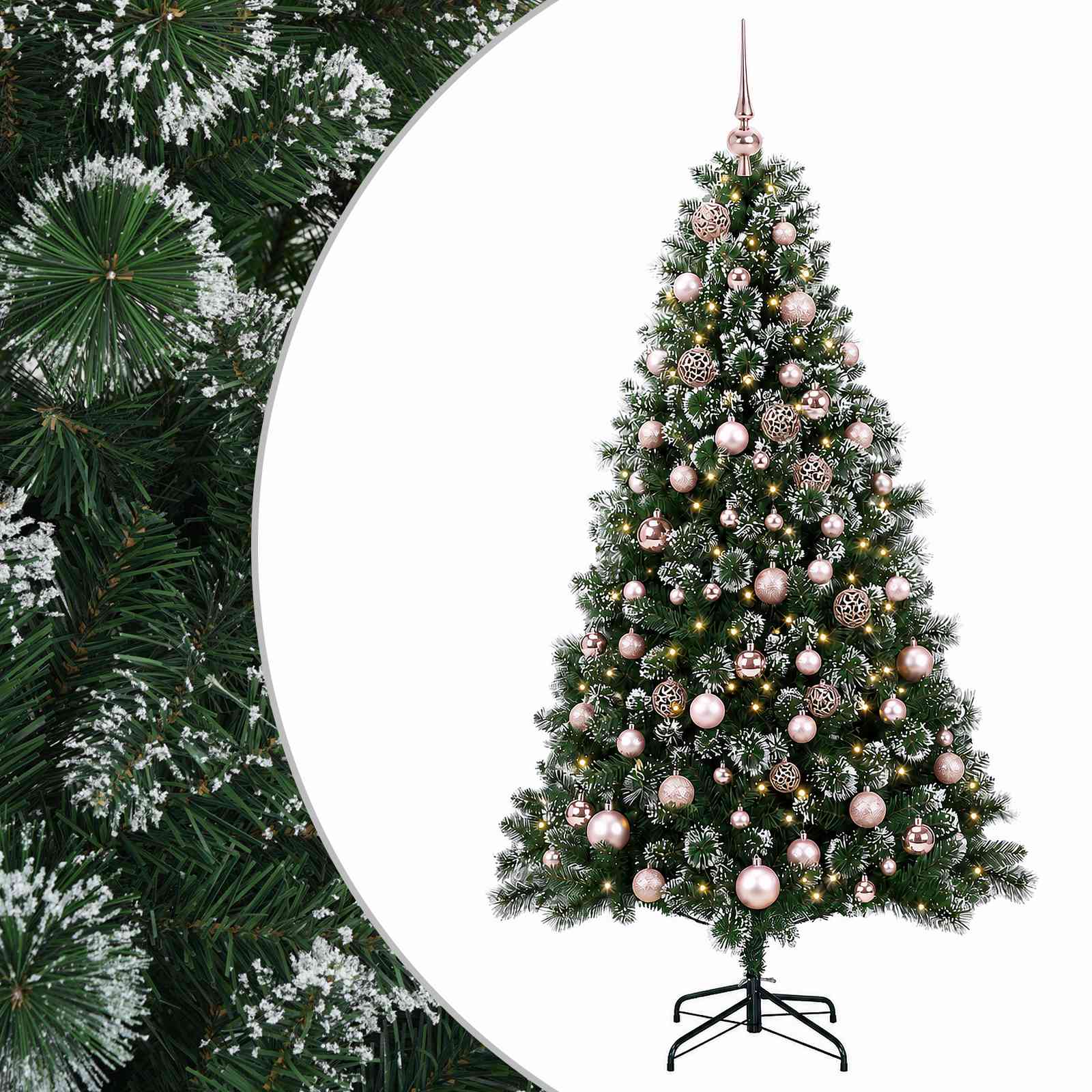 Künstlicher Weihnachtsbaum Mit Kugeln 210 Cm 300 Leds Vidaxl