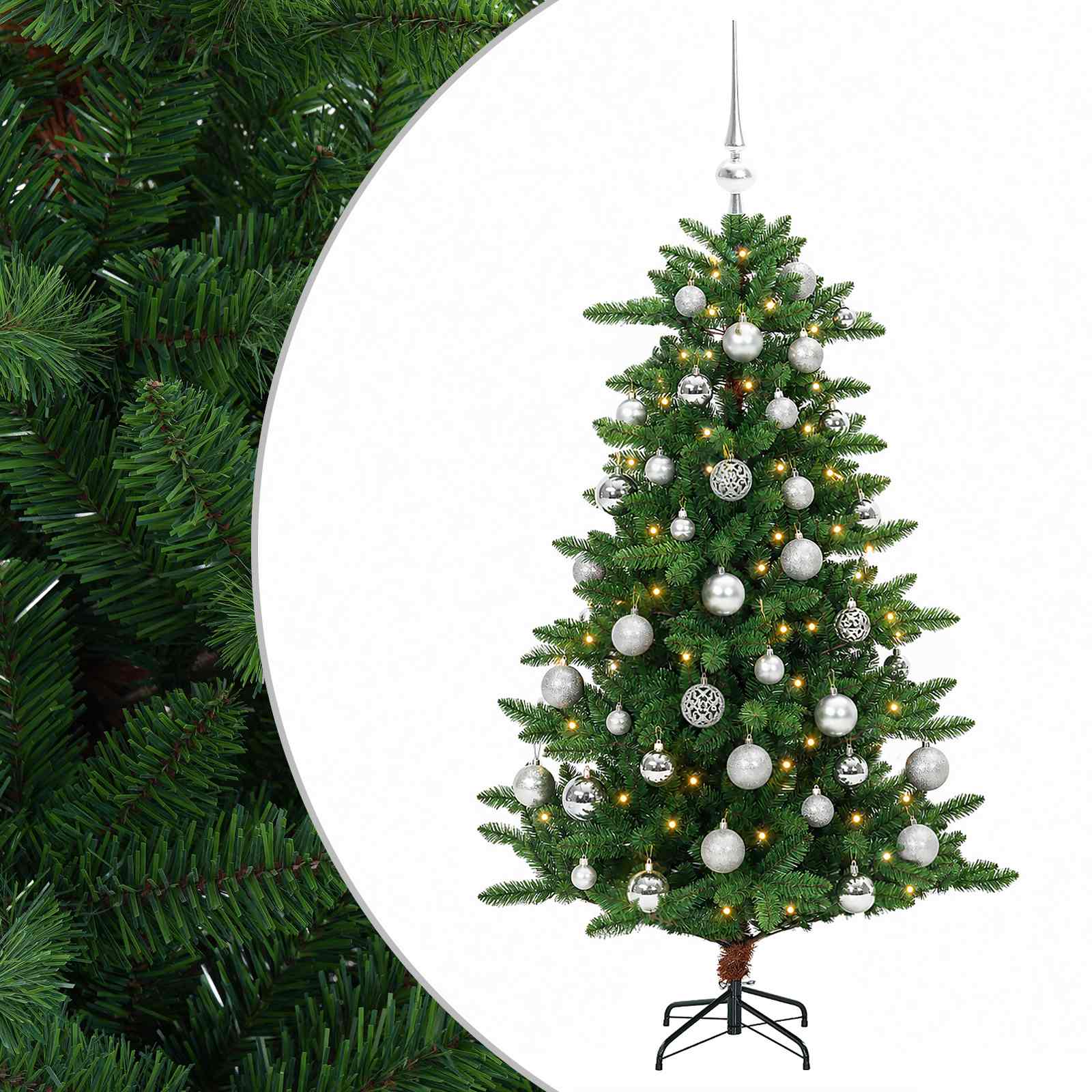 Artificial Christmas Tree With Bauble 150 Cm 150 Leds Vidaxl