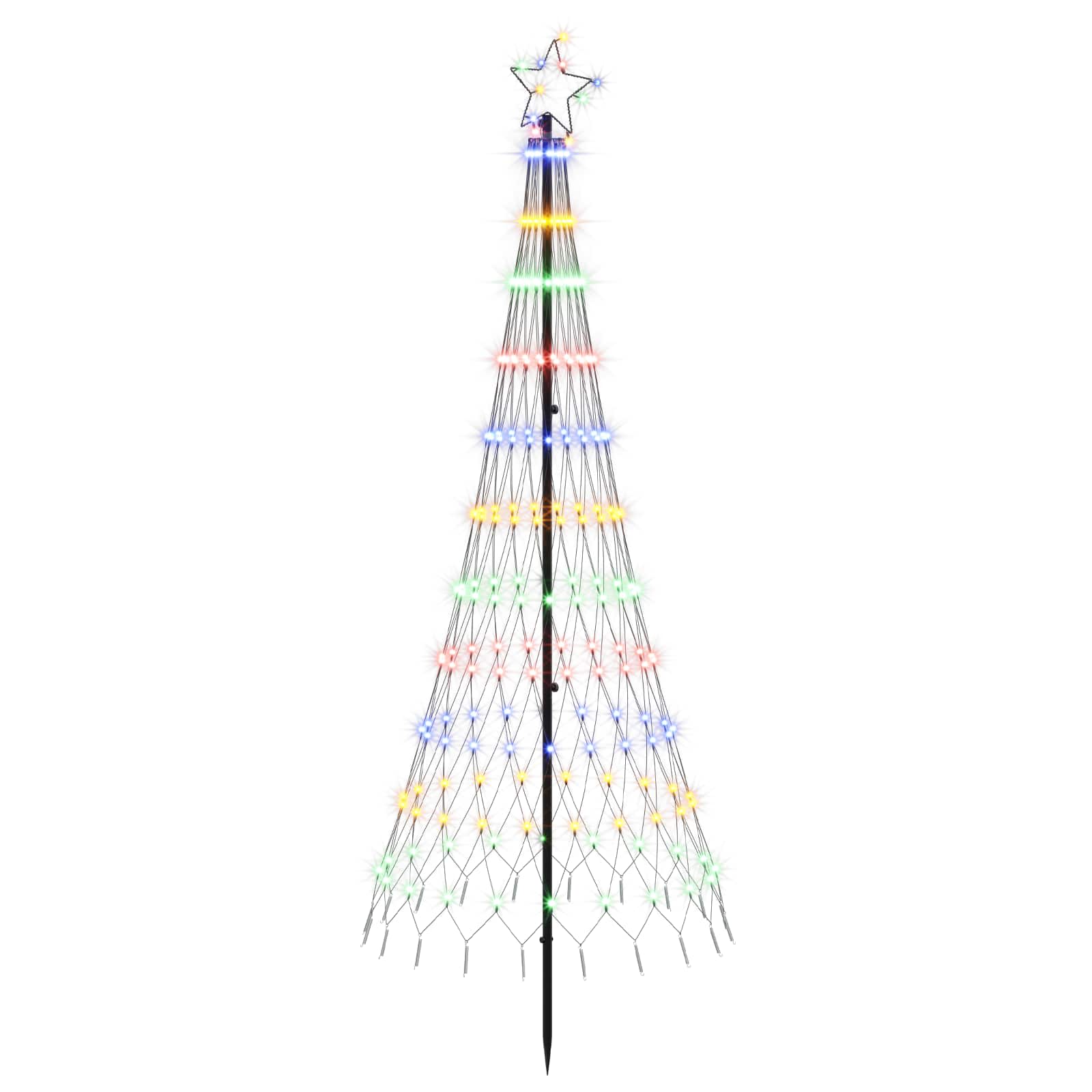 Led-weihnachtsbaum 180 Cm 230 Leds Mehrfarbig Eisen Schwarz Vidaxl