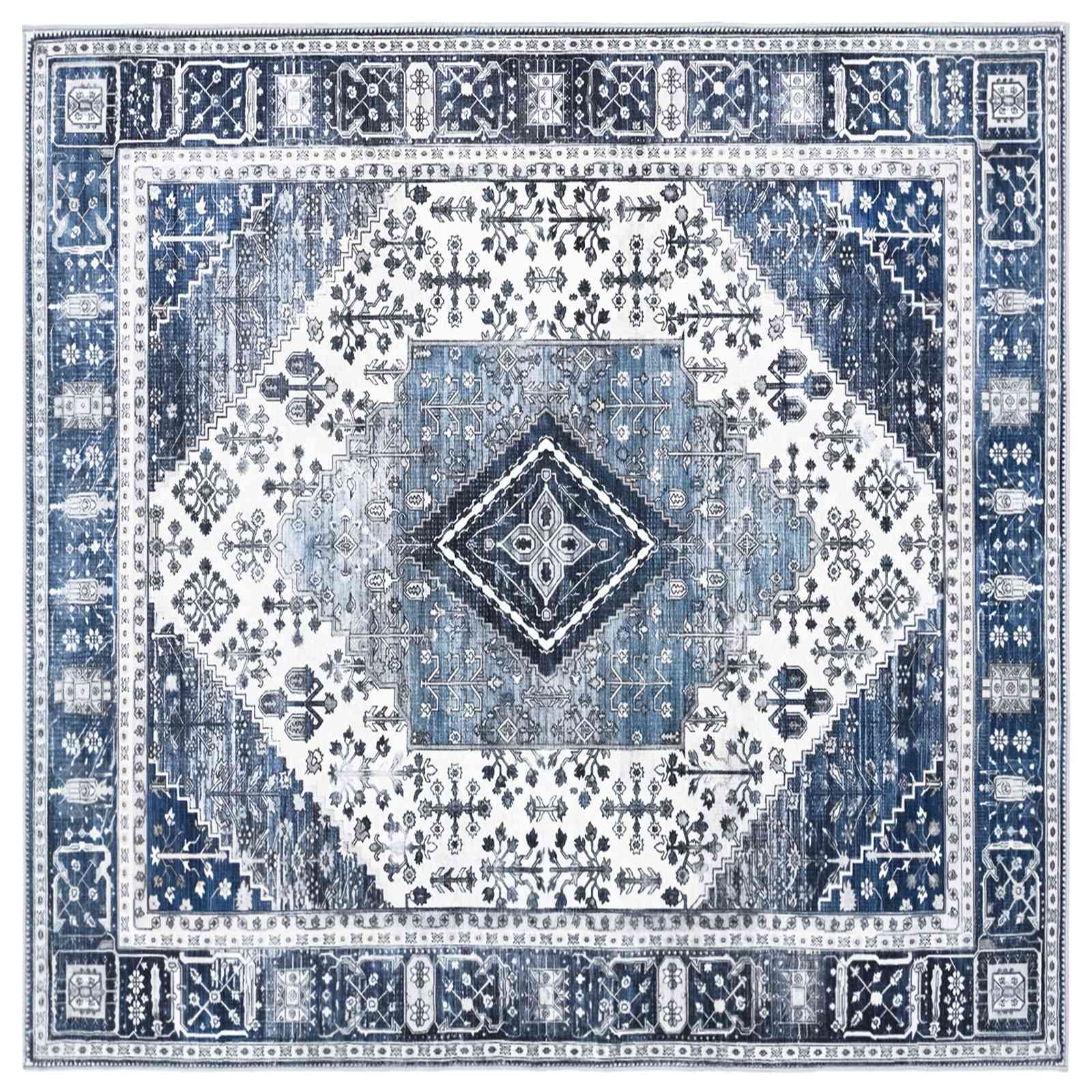 Teppich Oriz Dunkelblau 240 X 240 Cm 100% Polyester Vidaxl