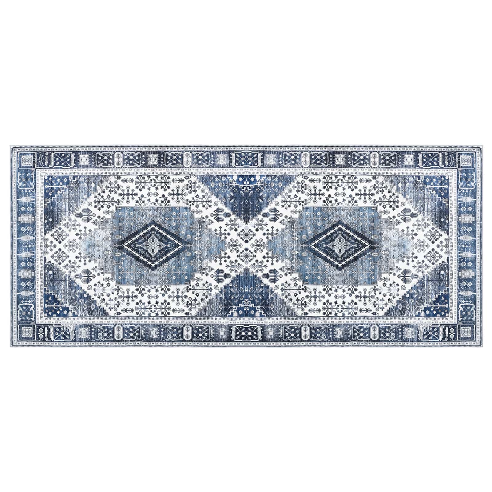 Teppich Oriz Dunkelblau 80 X 200 Cm 100% Polyester Vidaxl