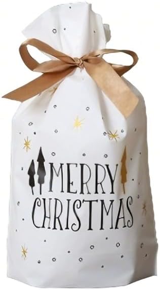 50 Weihnachtsgeschenktüten Mit Kordelzug – Weihnachtsgeschenktüten In 5 Designs – Tüten Für Süßigkeiten, Kekse, Pralinen – Wiederverwendbare Geschenktüten Für Partys Und Zum Verpacken Von Geschenken