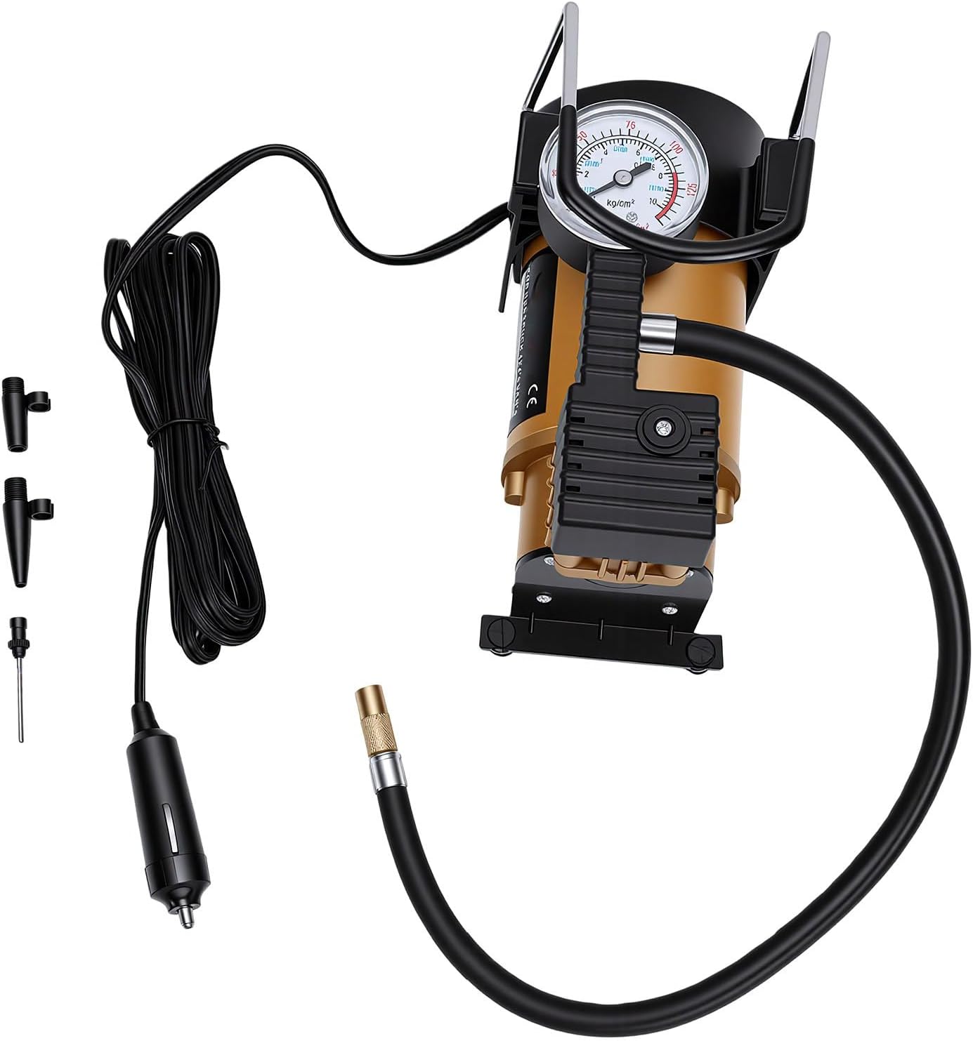 Tragbarer Elektrischer Reifenfüller, Luftkompressor Für Fahrzeuge Mit Mechanischem Manometer, 12v Einzylinder-luftpumpe Für Autoreifen, Fahrräder, Sportbälle (rotor-bauart)